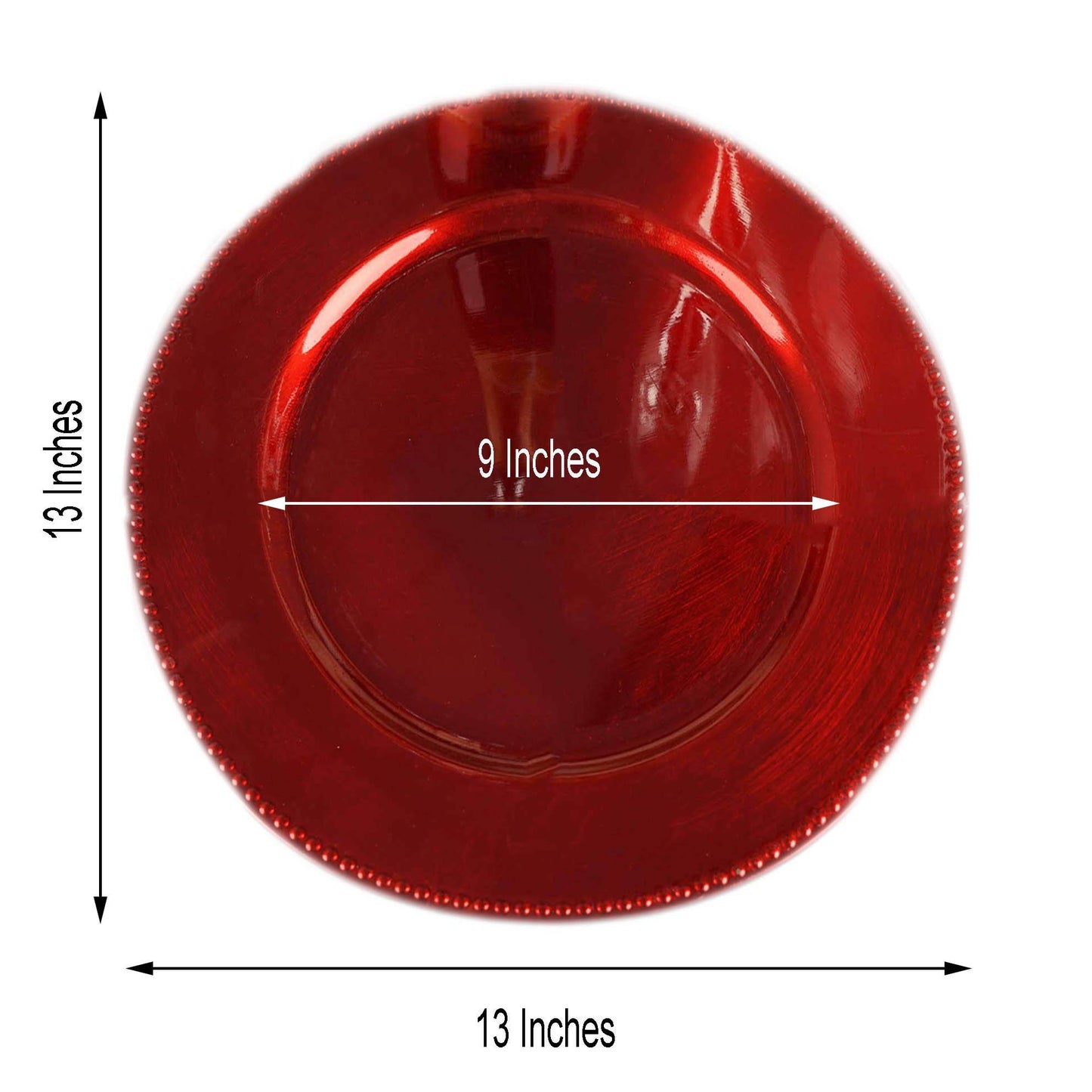 Balsa Circle 6 pcs 13-Inch Red Crystal Beaded Round Charger Plates - Dinner Wedding Supplies for all Holidays Decorations