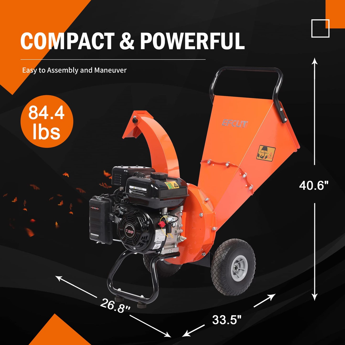 EFCUT C30 LITE Wood Chipper Shredder Mulcher Heavy Duty 7 HP 212cc Gas Powered 3 Inch Max Capacity 1-Year Warranty After Product Registration