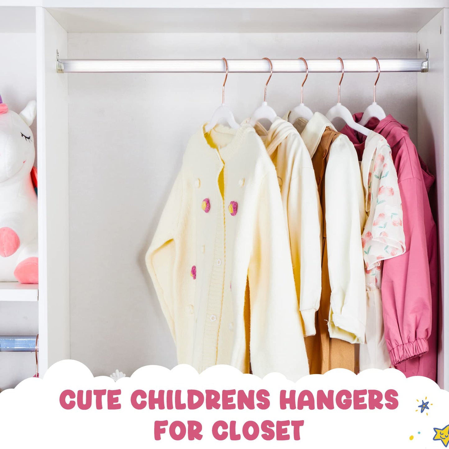 HOUSE DAY Velvet Kids Hangers 60 Pack, Premium Childrens Hangers for Closet, Ultra Thin Cute Hangers Kids Clothes Hanger, Non Slip Kids Felt Hangers 14 Inch, Small Hangers for Kids Clothes, White