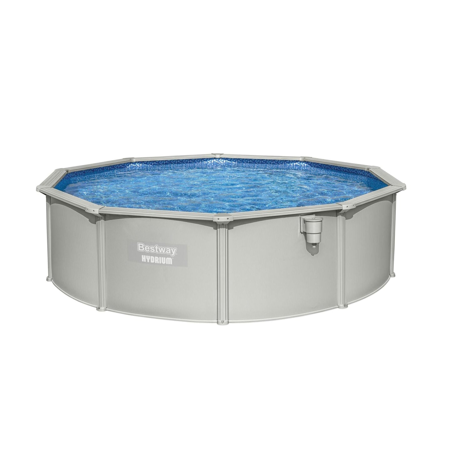 Bestway Hydrium 15'x 48" Steel Wall Above Ground Swimming Pool Set with Accessories, Sand Filter Pump, and Chemical Dispenser, Gray