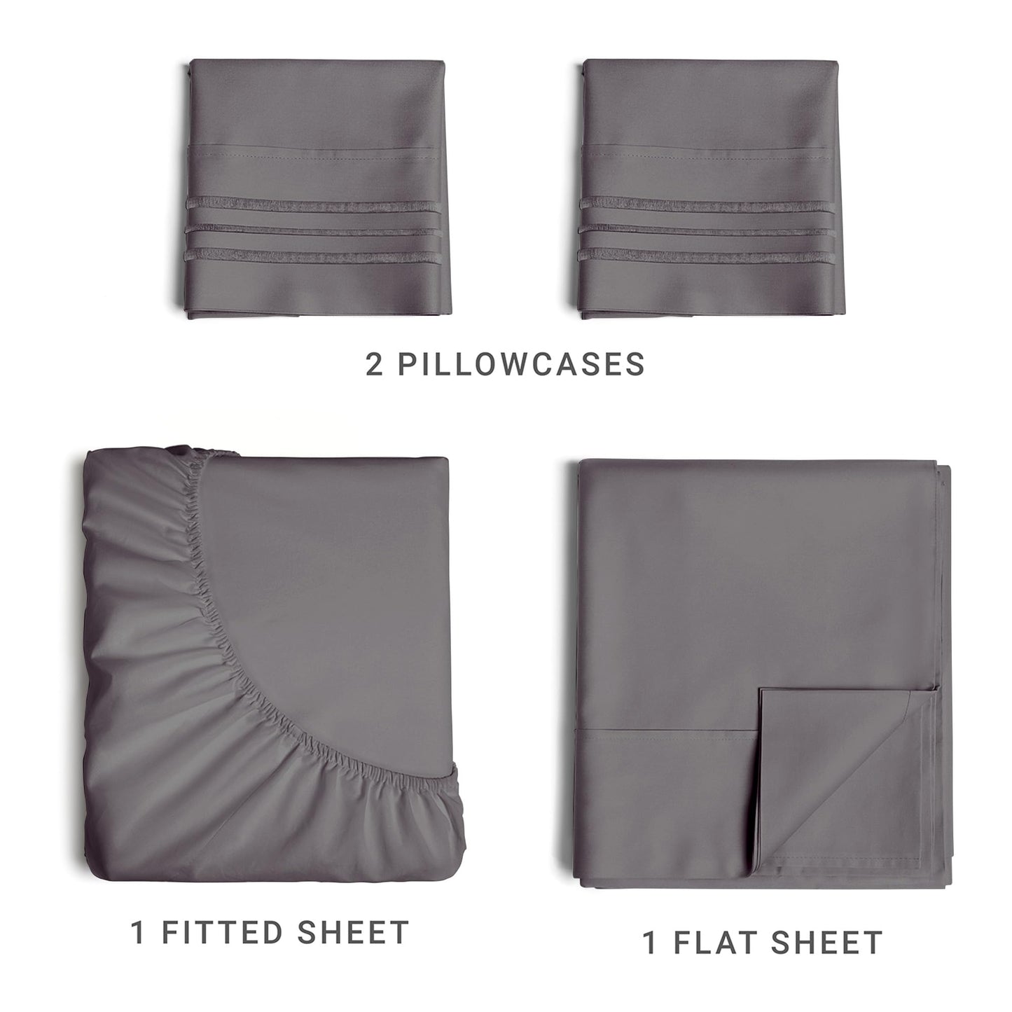 Cal King Size 4 Piece Sheet Set - Comfy Breathable & Cooling Sheets - Hotel Luxury Bed Sheets for Women & Men - Deep Pockets, Easy-Fit, Soft & Wrinkle Free Sheets - Dark Grey Oeko-Tex Bed Sheet Set