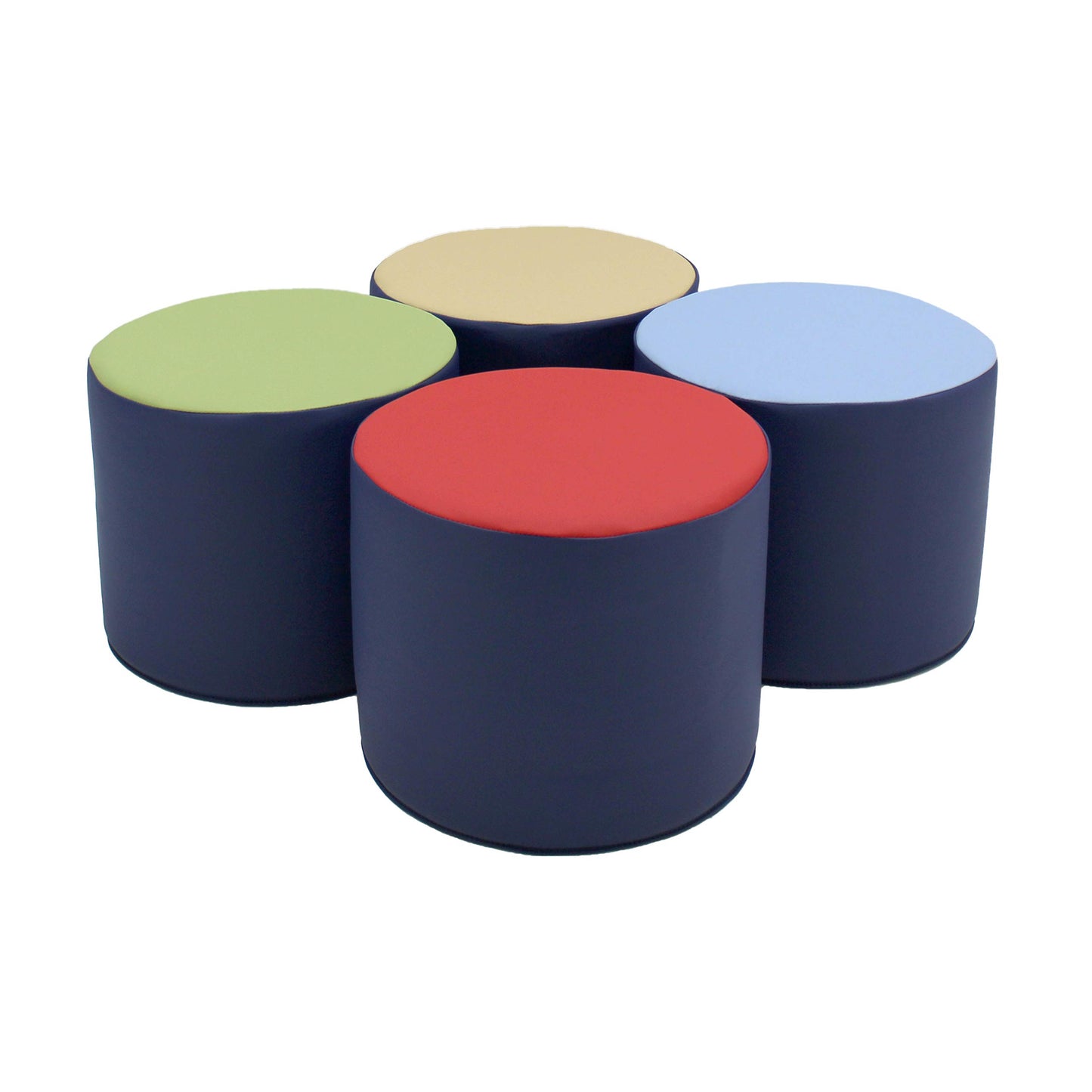 Factory Direct Partners 12763-NV SoftScape 15" Round Two-Tone Accent Ottoman for Ages 4-7 (4-Piece) - Navy