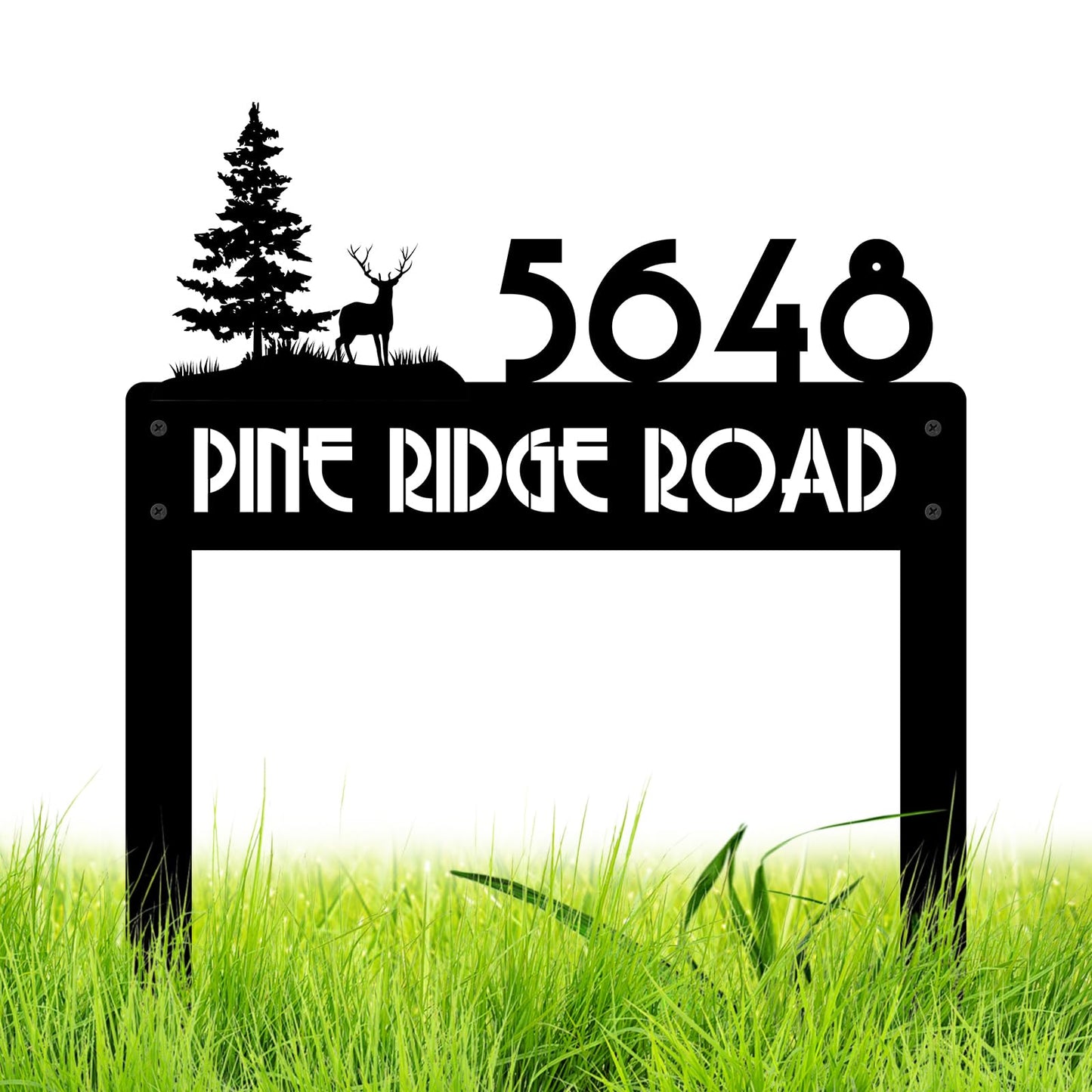 Personalized Deer Garden Signs for Front Door, Custom Garden Sign House Number for Outside, Personalized Address Metal Signs, Customlized Address Number for House Metal Deer Yard Stakes