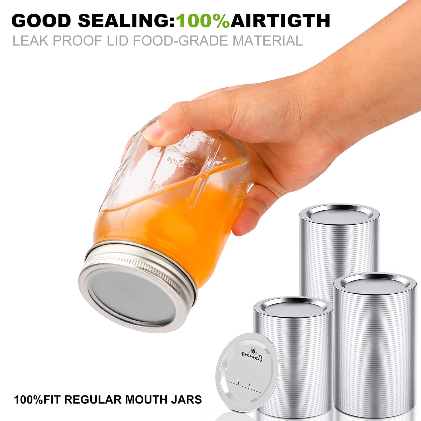 200pcs Regular Mouth Canning Lids, 70mm Mason Jar Lids for Canning, Reusable Leak Proof Split-type Gold Lids, Food Grade Material (70mm, Silver)