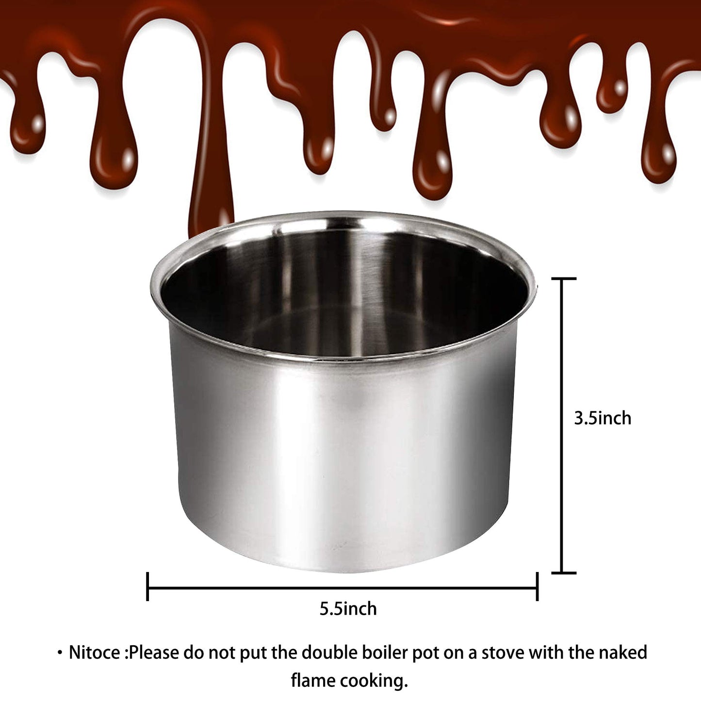 Stainless Steel Double Boiler Melting Pot with Heat Resistant Handle, Large Capacity Chocolate Melting Pot for Butter Candy Butter Cheese, Candle Making (450/900ML)