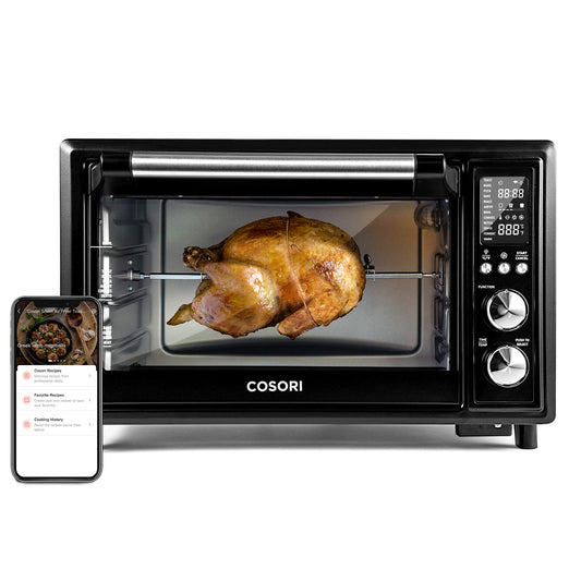 COSORI Smart 13-in-1 Air Fryer Toaster Oven Combo, Airfryer Rotisserie Sous Vide Convection Oven Countertop, Bake, Broil, Roast, Dehydrate, 134 Recipes & 4 Accessories, 32QT, Black, Stainless Steel