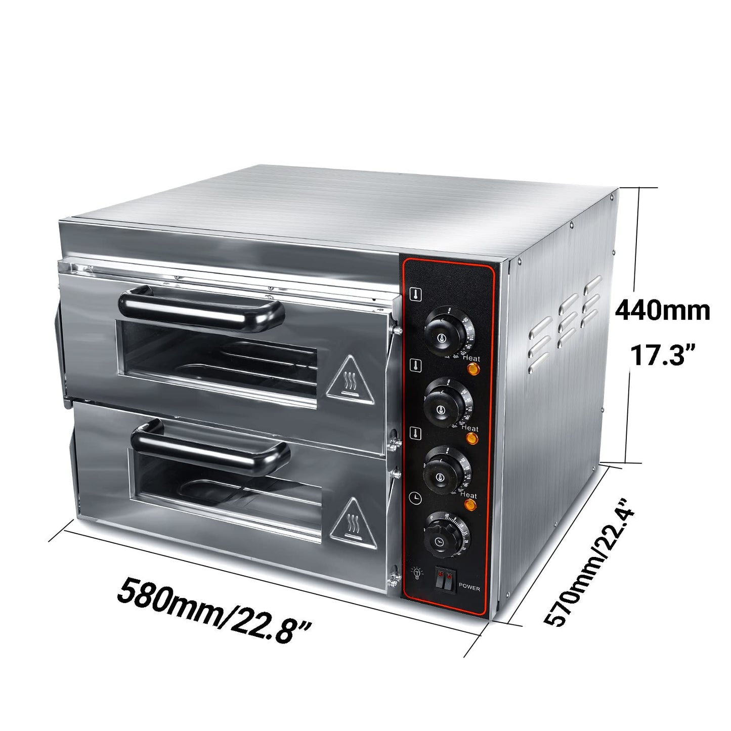 Shikha Commercial Pizza Oven 16 inch Pizza Double Deck 3000W 110V Electric Oven Multipurpose Toaster Bake Broiler 40L Capacity Stainless Steel for Restaurant Home Pizza Pretzels Baked Roast Yakitori