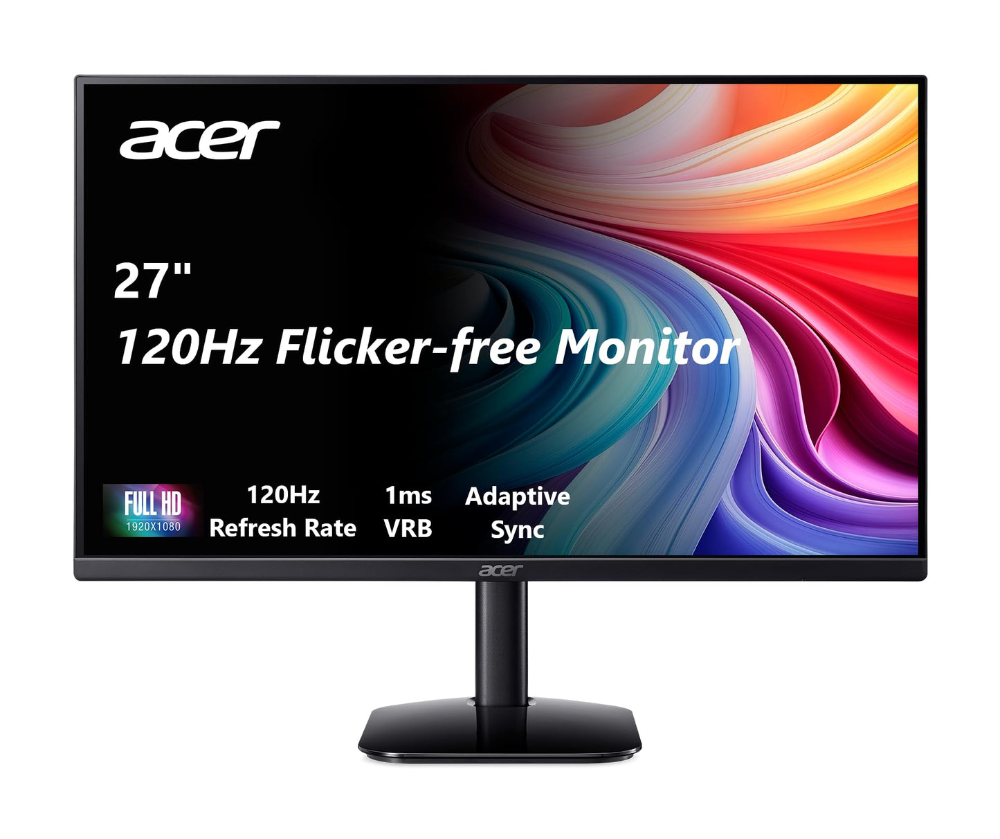 acer KB272 G0bi 27" IPS Full HD (1920 x 1080) Zero-Frame Gaming Office Monitor | Adaptive-Sync Support (FreeSync Compatible) | Up to 120Hz Refresh | 1ms (VRB) | sRGB 99% | Tilt | HDMI & VGA Ports