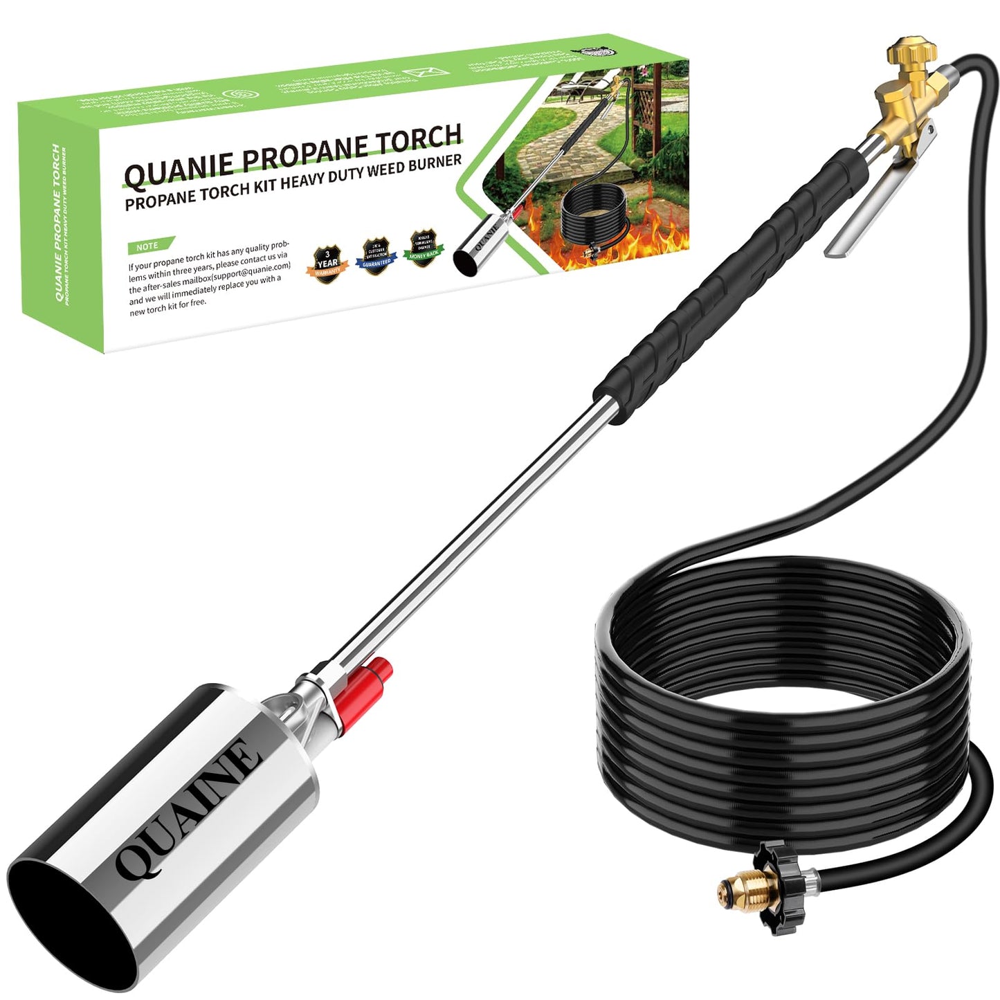 Propane Torch Weed Burner Kit,High Output 2,400,000 BTU with Self Igniter and Turbo-Blast Trigger,Heavy Duty Blow Torch with 10FT Hose,Flamethrower for Weeding,Roofing,Melting Snow,Road Paint Removing