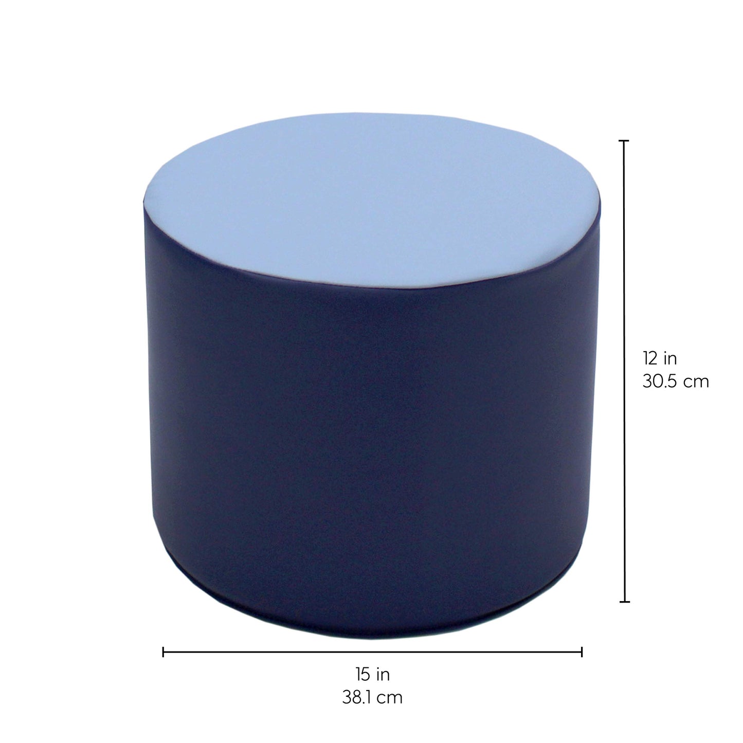 Factory Direct Partners 12763-NV SoftScape 15" Round Two-Tone Accent Ottoman for Ages 4-7 (4-Piece) - Navy