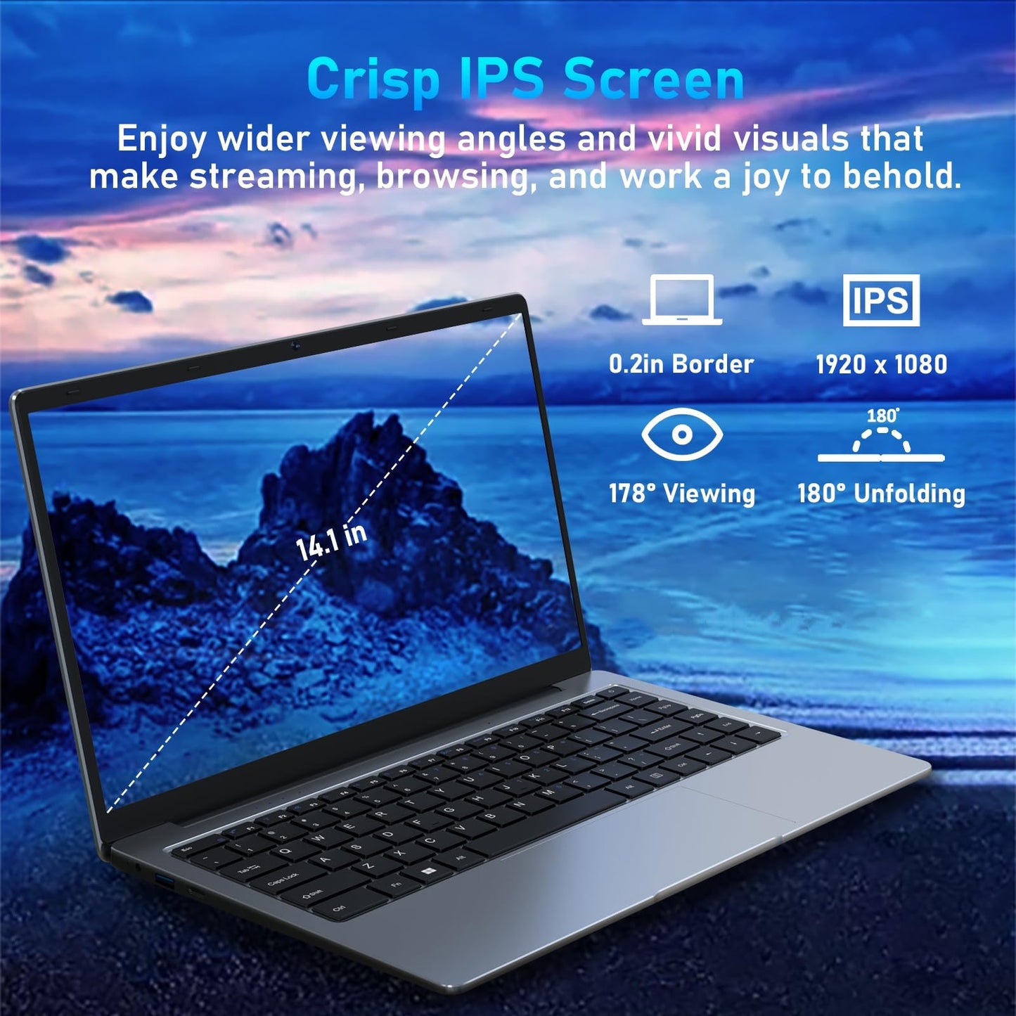 Windows Laptop Computer, 8GB DDR4 RAM, 512GB M.2 SATA SSD, 2-2.7 GHz Intel Celeron J4125 Processor, 14.1" FHD IPS LCD Screen, Mini HDMI, USB-A x2, MicroSD, Windows 11 Pro Traditional Laptop Computers