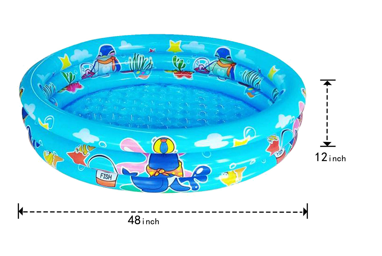 3 Rings Kiddie Pool for Toddler, 48”X12”，Kids Swimming Pool, Inflatable Baby Ball Pit Pool, Small Infant Pool (Blue)