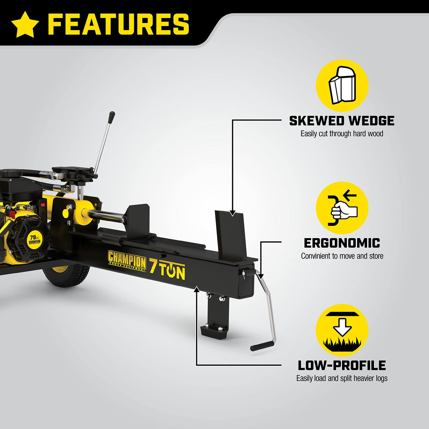 Champion Power Equipment 7-Ton Compact Horizontal Gas Log Splitter with Auto Return