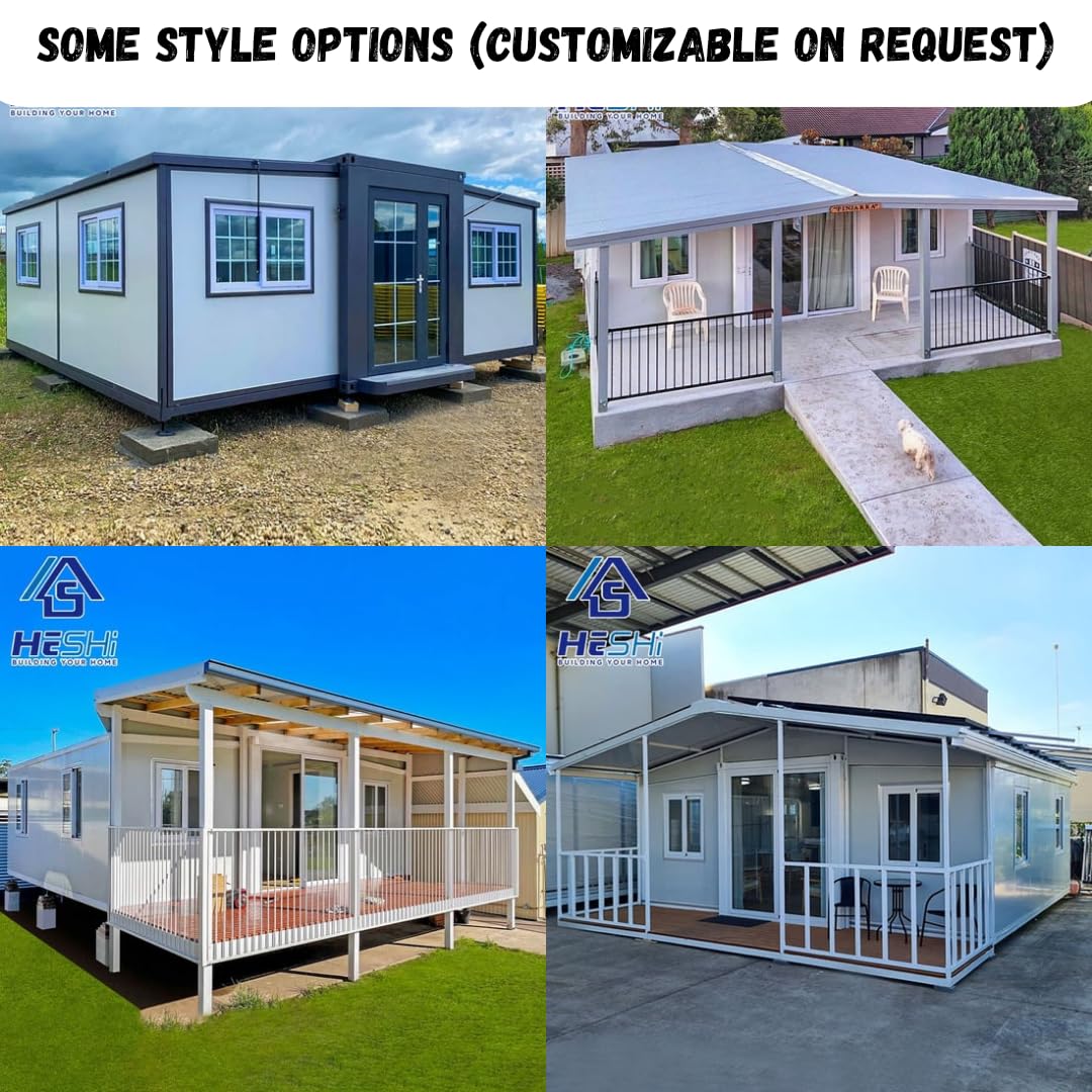 Foldable House 2024 | Luxury Modern Prefab Villa | Insulated Portable Expandable Container | 2 Bedroom Mobile Tiny Home with Front Balcony| Free Electric Water Heater