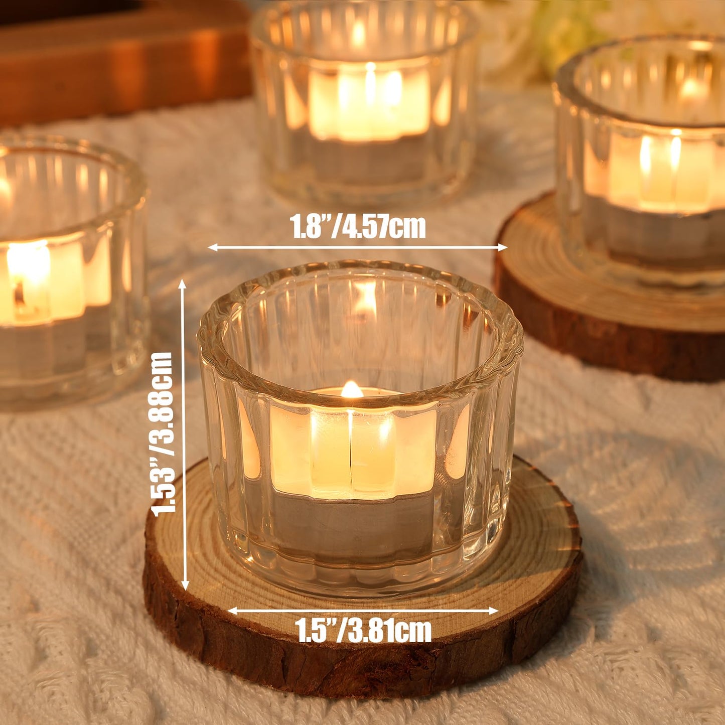 TBWIND 24 Pack Clear Mouth Tealight Candle Holder, Bulk Tea Light Votive Candle Holders for Centerpiece Table Decorations, Birthday Party, Wedding Centerpieces, Candlelight Dinner