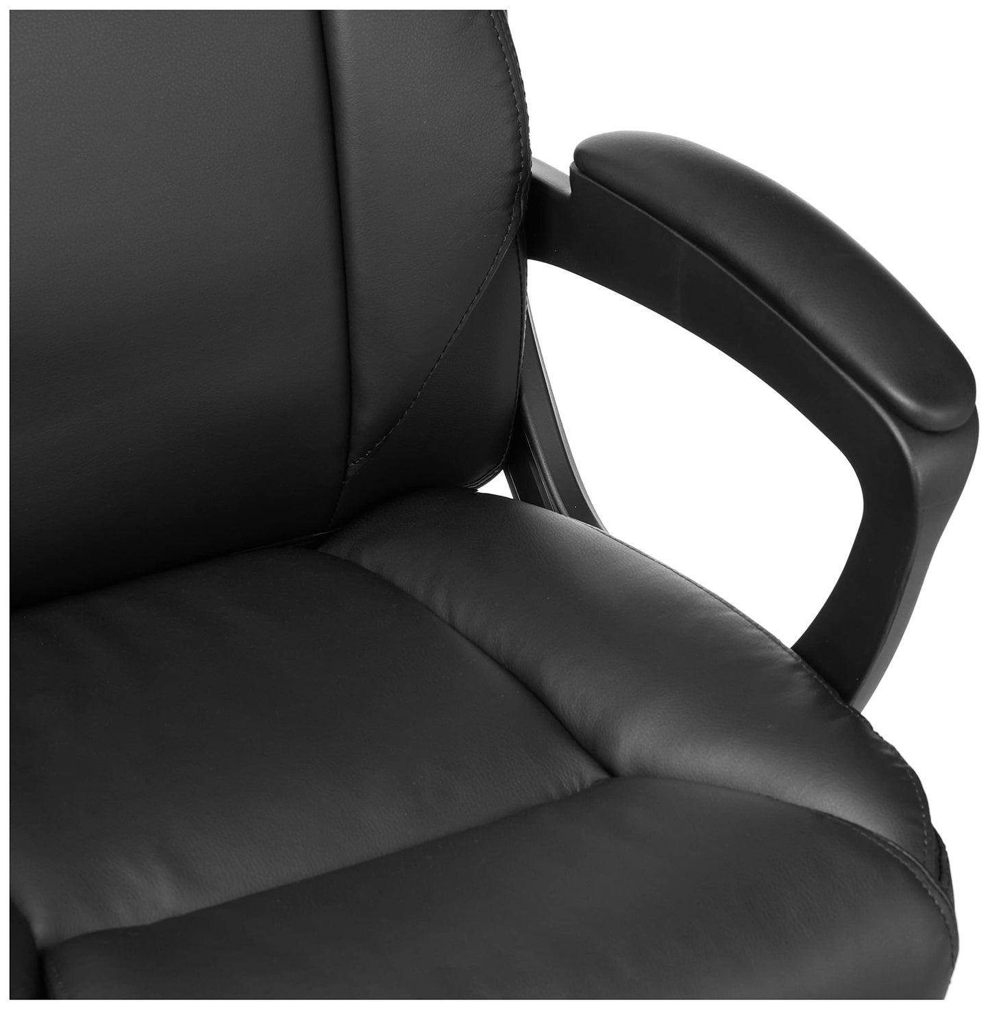 Amazon Basics Classic Puresoft PU Padded Mid-Back Height Adjustable Office Computer Desk Chair with Armrest, 26"D x 23.75"W x 42"H, Black