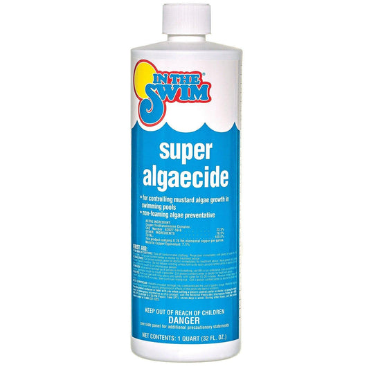 In The Swim Super Algaecide for Above Ground or Inground Swimming Pools – Low Odor, Non-Foaming Preventative for Yellow/Mustard Algae in Swimming Pools - 7.1% Chelated Copper – 1 Quart