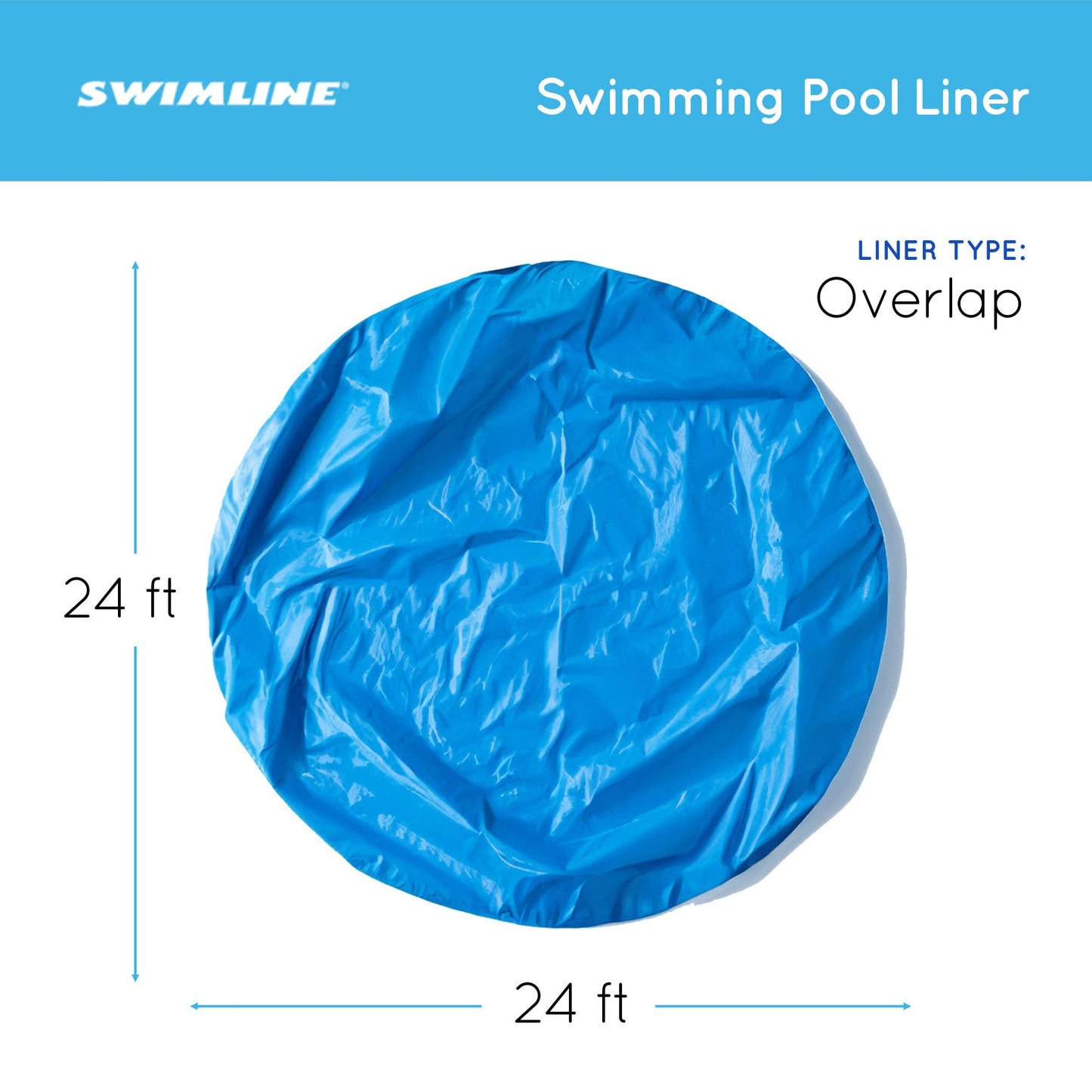 Swimline 24 Feet Solid Round Above Ground Swimming Pool Overlap, Standard Gauge Liner, Vinyl, Easy Installation, Blue