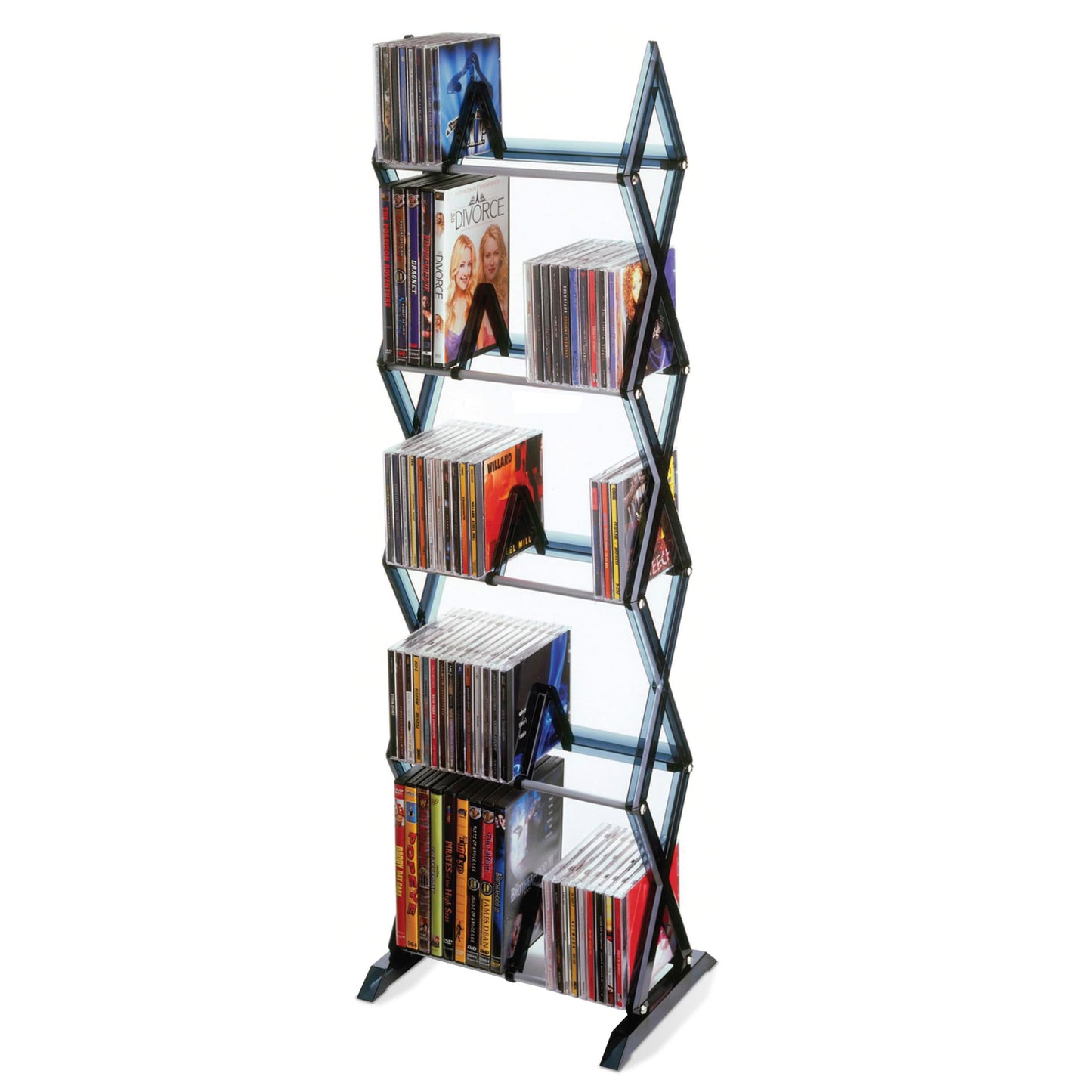 Atlantic Mitsu 5-Tier Portable Media Storage Rack – Protects & Organizes Prized Music, Movie & Video Games Collections, PN 64835195 in Smoke