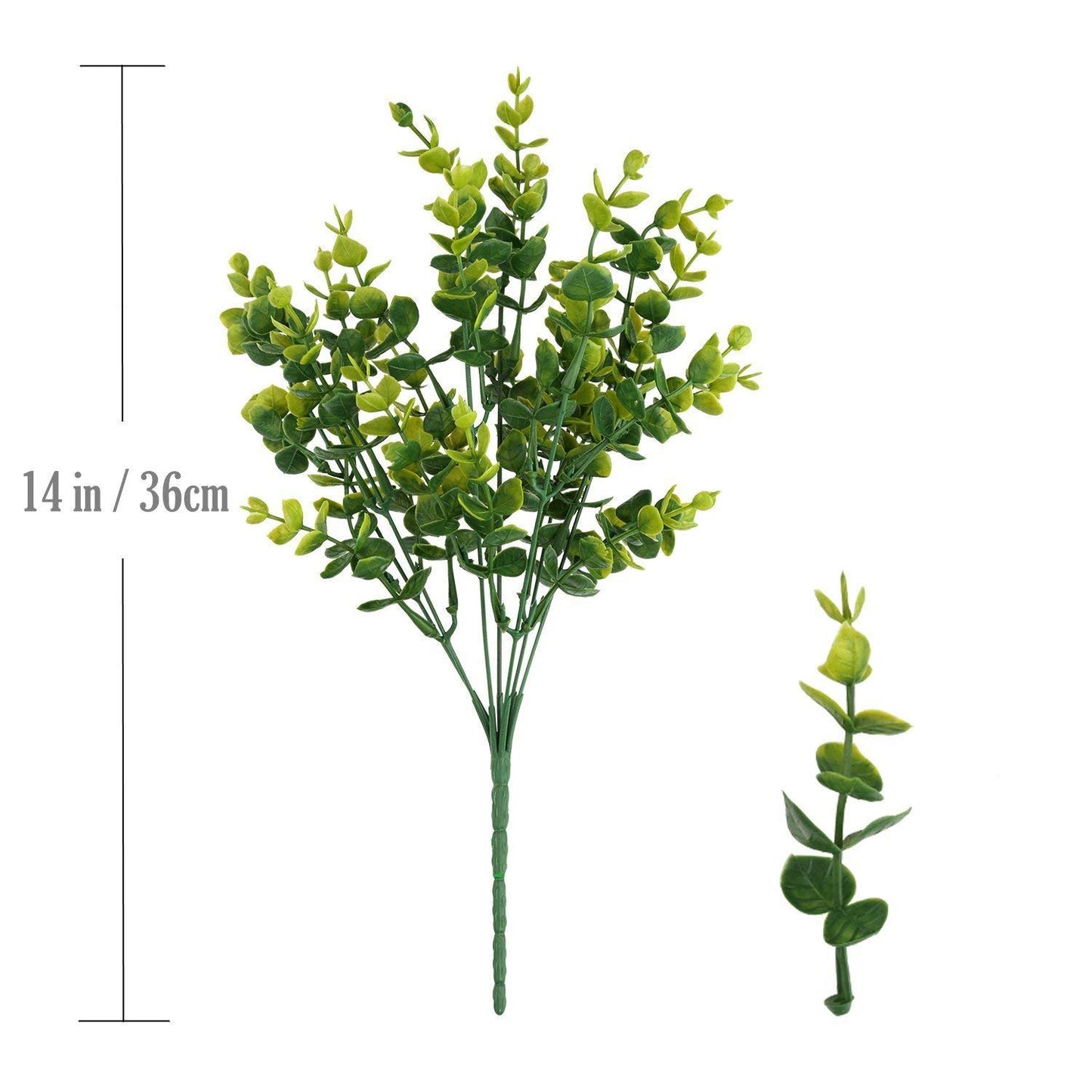 CATTREE Artificial Shrubs Bushes, Plastic Eucalyptus Leaves Fake Green Plants Wedding Indoor Outdoor Home Garden Verandah Kitchen Office Table Centerpieces Arrangements Christmas Decoration 6 pcs