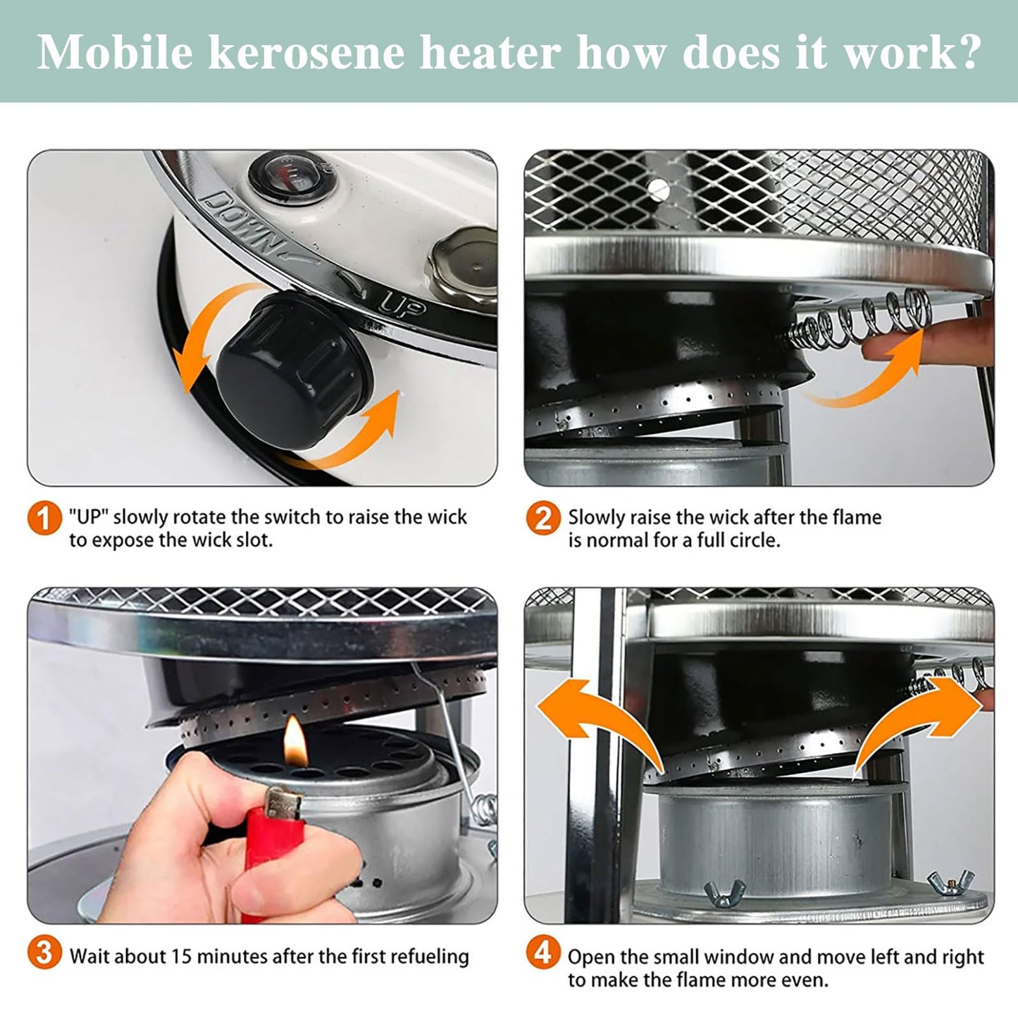 Kerosene Heater, Kerosene Heaters for Indoor Use, Portable Heater for Camping, Kerosene Stove Non Electric Heaters for Outdoor, Emergency Oil Heater for Heating, Garage, Cooking(4.5L, Blue)