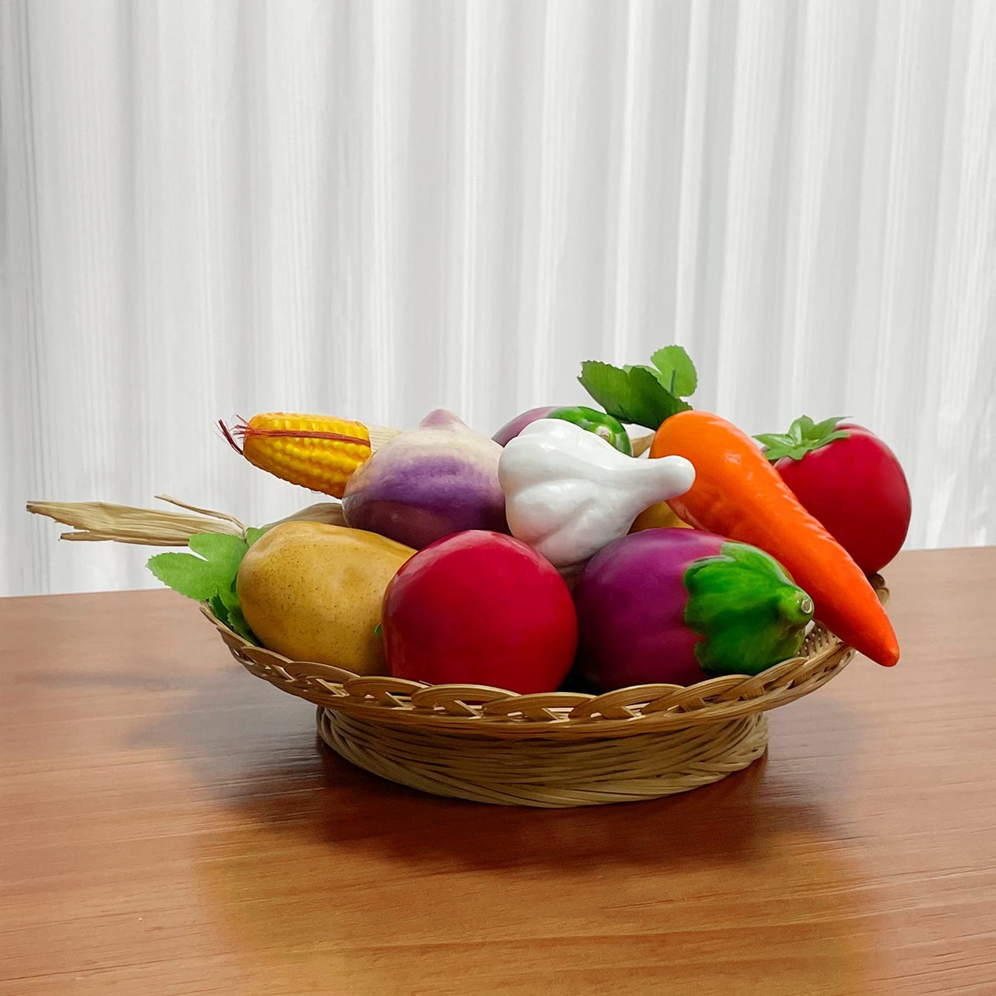 Lorigun 14 Pcs Artificial Vegetables, Fake Vegetables Decoration Lifelike Display Vegetables Food Simulation Vegetables for Kitchen Artificial Fake Carrots Corn Potatoes Onion Tomato Eggplant Garlic