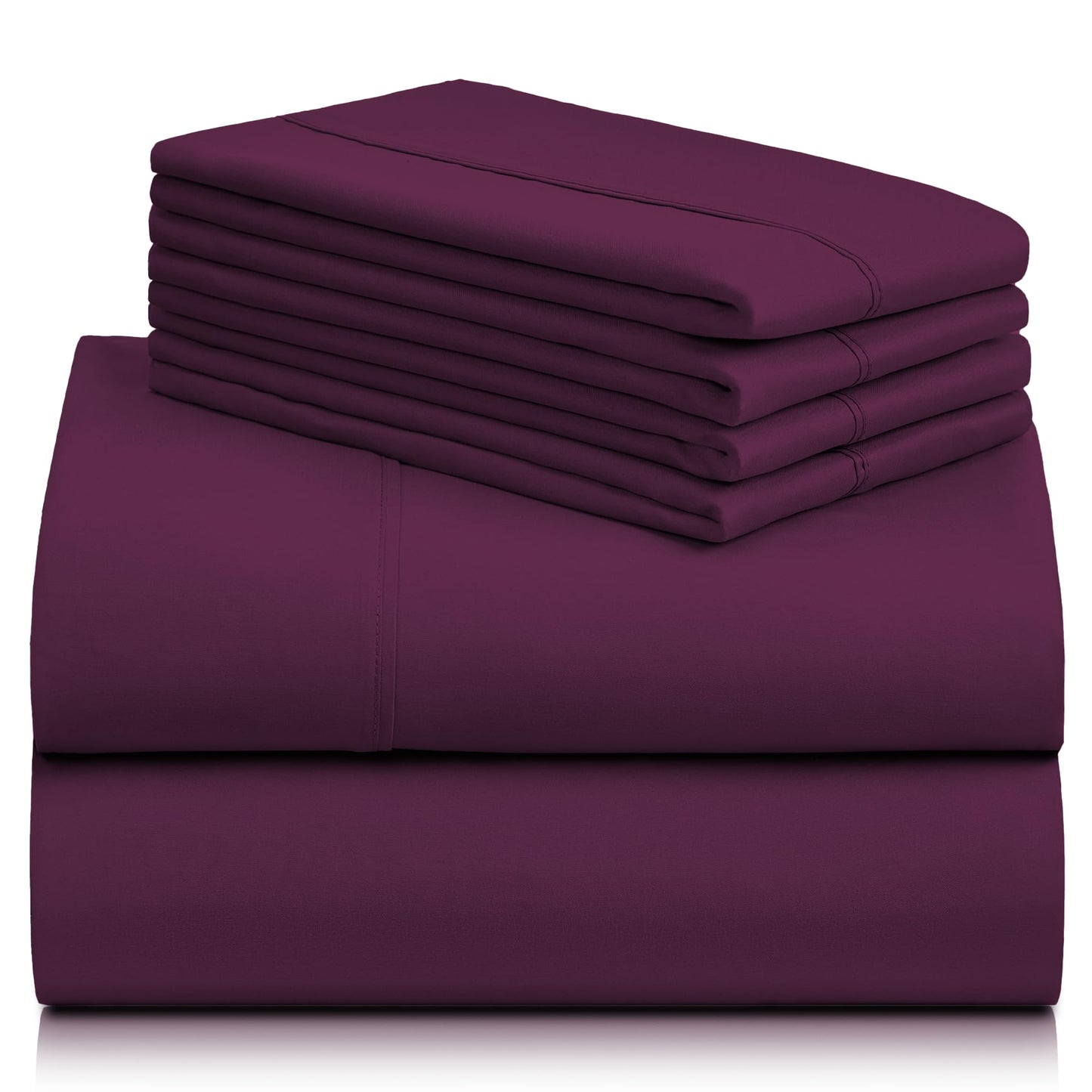 LuxClub 6 PC King Sheet Set, Breathable Luxury Bed Sheets, Deep Pockets 18" Wrinkle Free Cooling Bed Sheets Machine Washable Hotel Bedding Silky Soft - Eggplant King