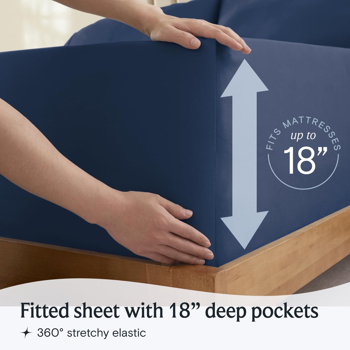 LuxClub 6 PC Queen Sheet Set, Breathable Luxury Bed Sheets, Deep Pockets 18" Eco Friendly Wrinkle Free Cooling Sheets Machine Washable Hotel Bedding Silky Soft - Navy Queen