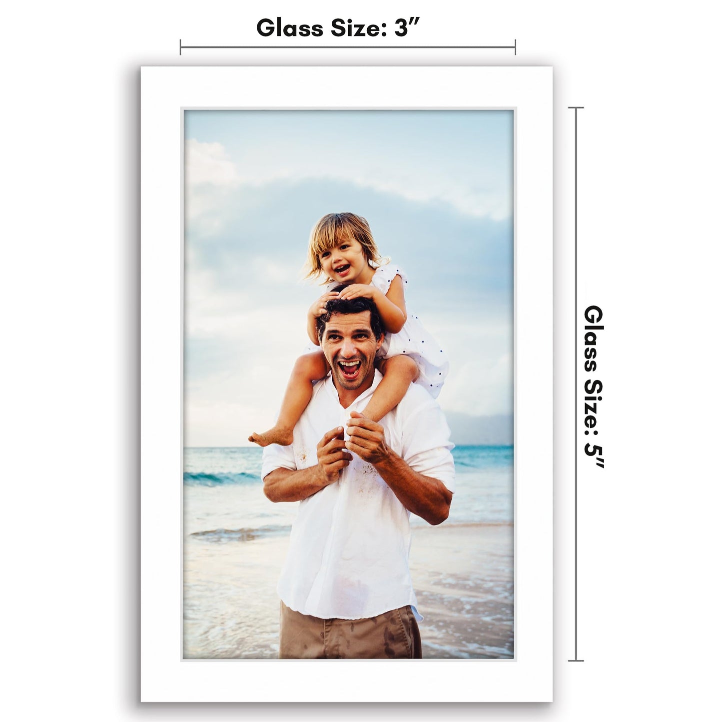 Americanflat 3x5 Picture Frame with Shatter-Resistant Glass - Streamline Collection - Thin Border Photo Frame for Wall and Tabletop Display - Hanging Hardware and Easel Back Included - White