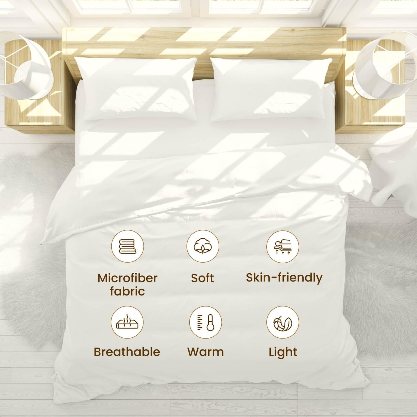 LE FARFADET All Season Twin Size Comforter, Ultra Soft Goose Down Alternative Lightweight Quilt, Reversible Duvet Insert with 8 Corners, Machine Washable, Premium 1800 Series (White, Twin 64''x88'')