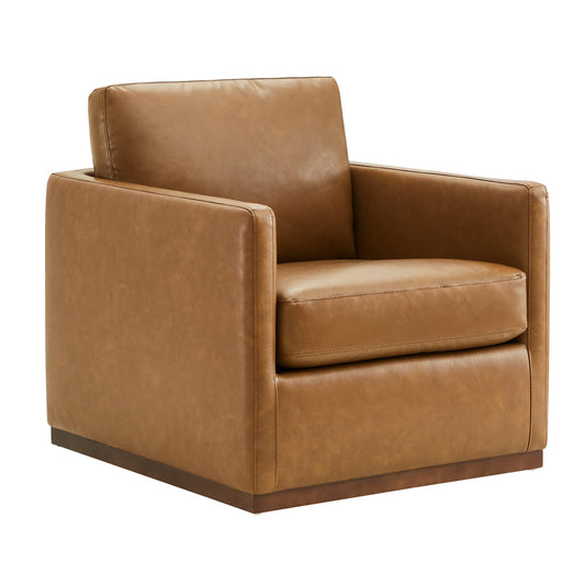 CHITA Swivel Accent Chair, Mid Century Modern Arm Chair for Living Room and Bedroom, Saddle Brown