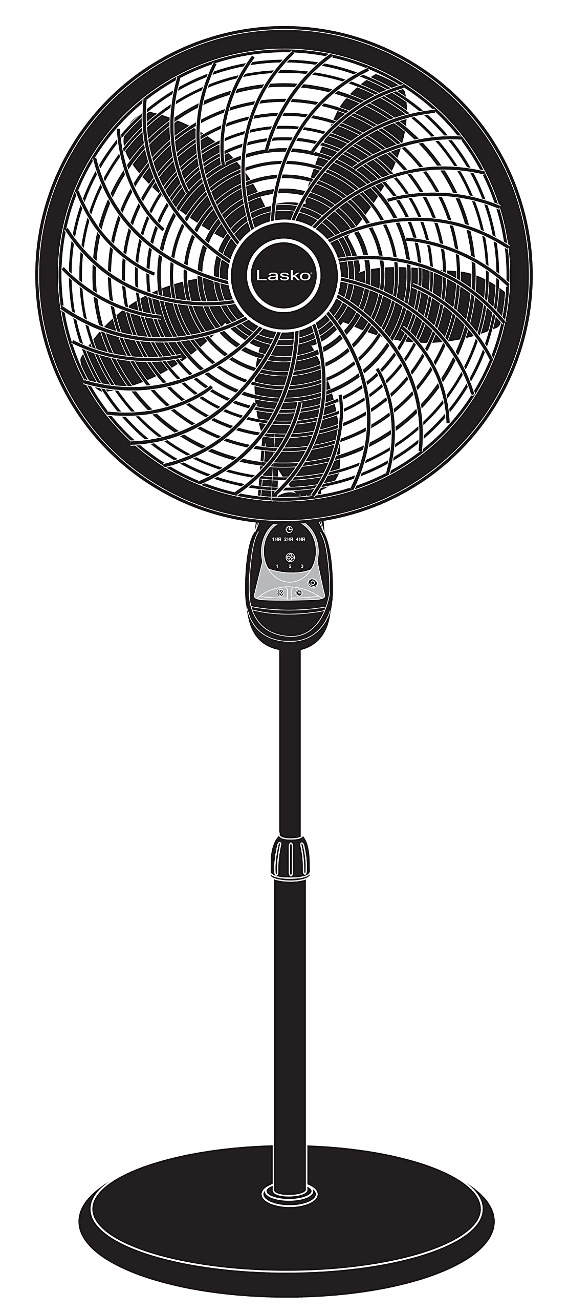 Lasko Oscillating Cyclone Pedestal Fan, Adjustable Height, Timer, Remote Control, 3 Speeds, for Bedroom, Living Room, Home Office, 18", Black, 1843