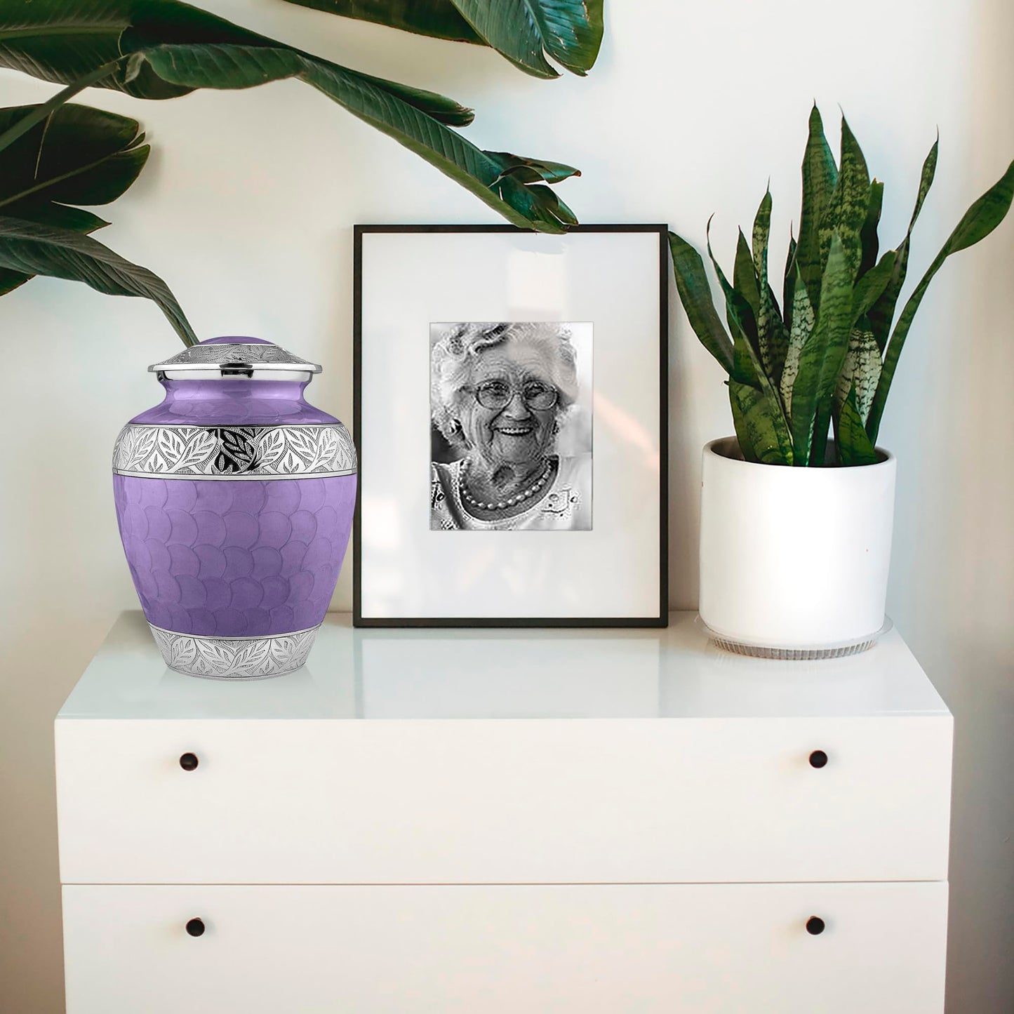 Trupoint Memorials Cremation Urns for Human Ashes - Decorative Urns, Urns for Human Ashes Female & Male, Urns for Ashes Adult Female, Funeral Urns - Light Purple, Large