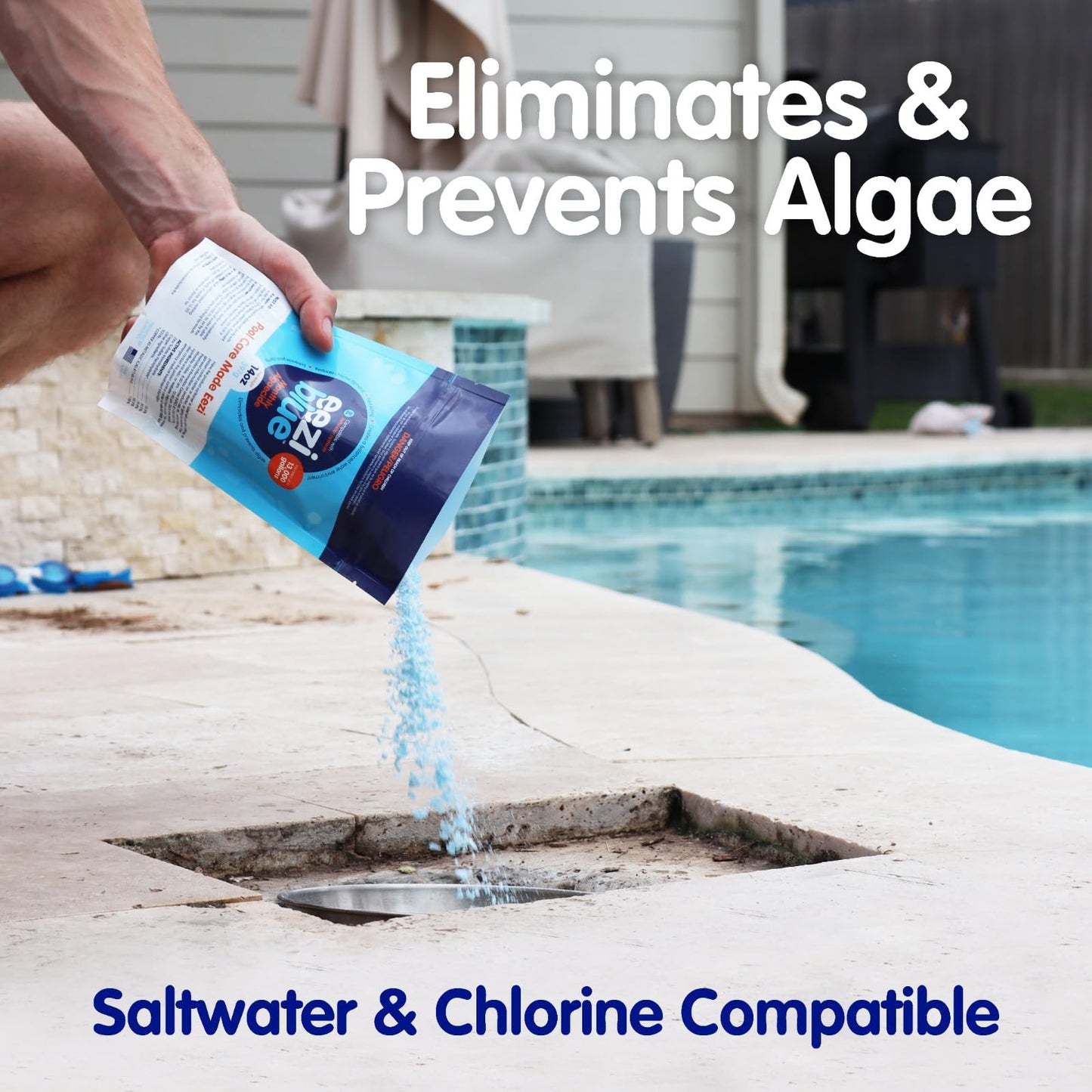 Eeziblue Monthly Algaecide for Swimming Pool | Pool Algaecide for All Algae in Above Ground and In-Ground Swimming Pools up to 13,000 Gallons