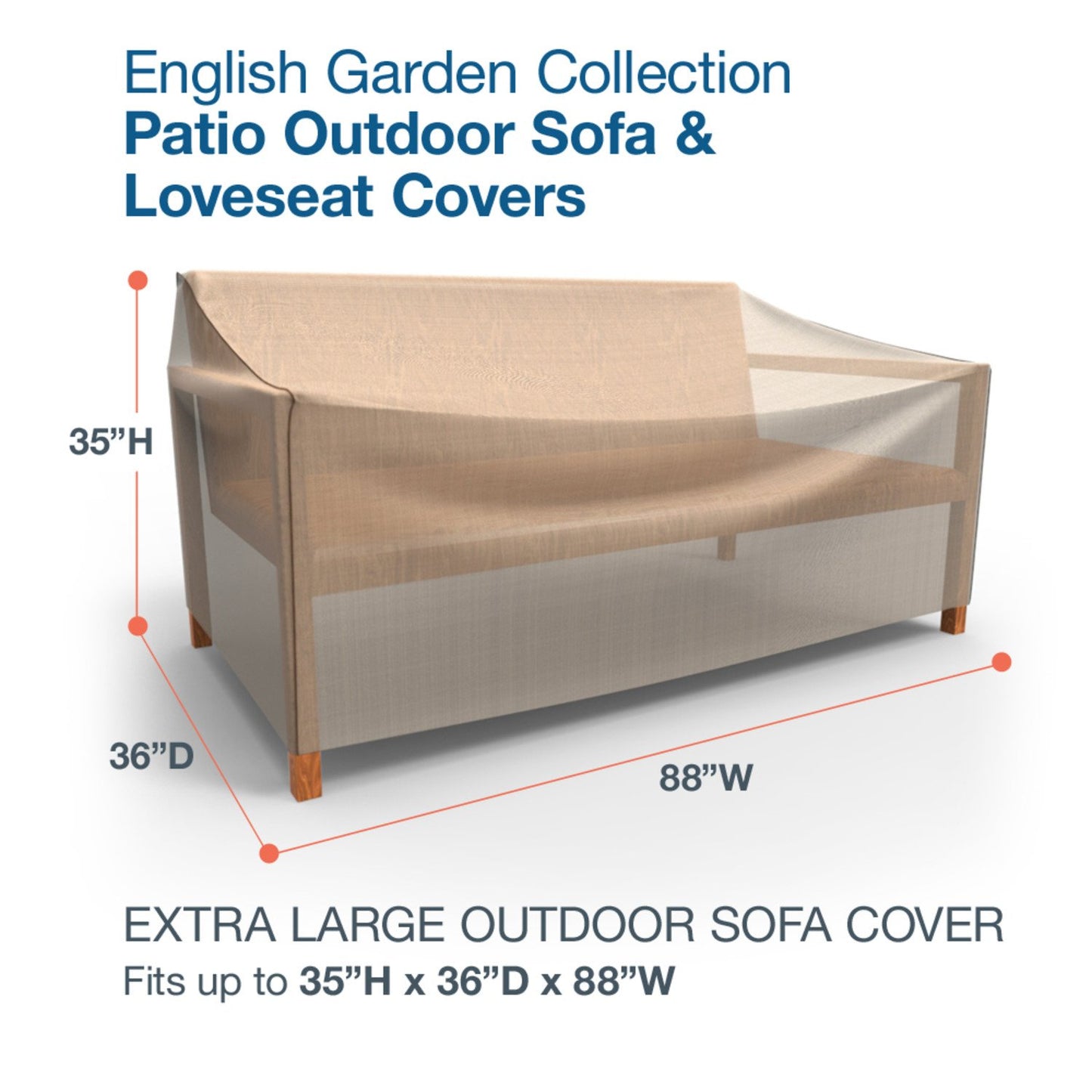 Budge P3W05PM1 English Garden Patio Sofa Cover Heavy Duty and Waterproof, Extra Large, Two-Tone Tan