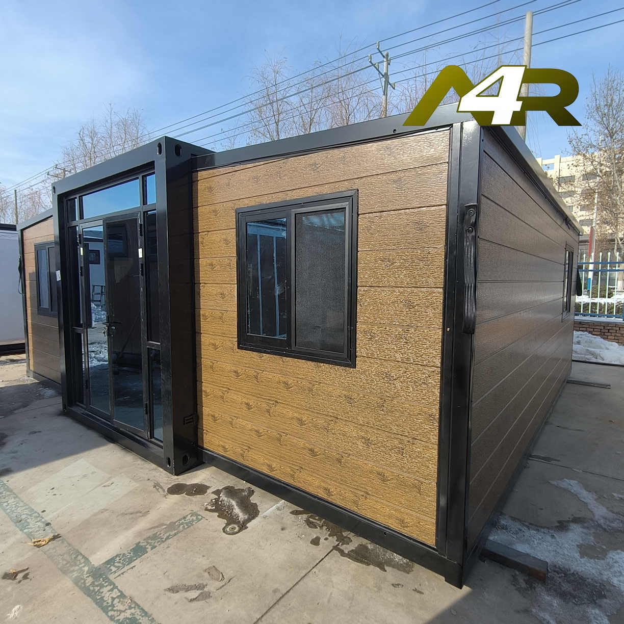 Portable Prefabricated Tiny Home 19 X 20ft Expandable House Container with 2 Bedroom, Bathroom, Lockable Door, Windows, Kitchen Cabinet, Sink and Light Switches