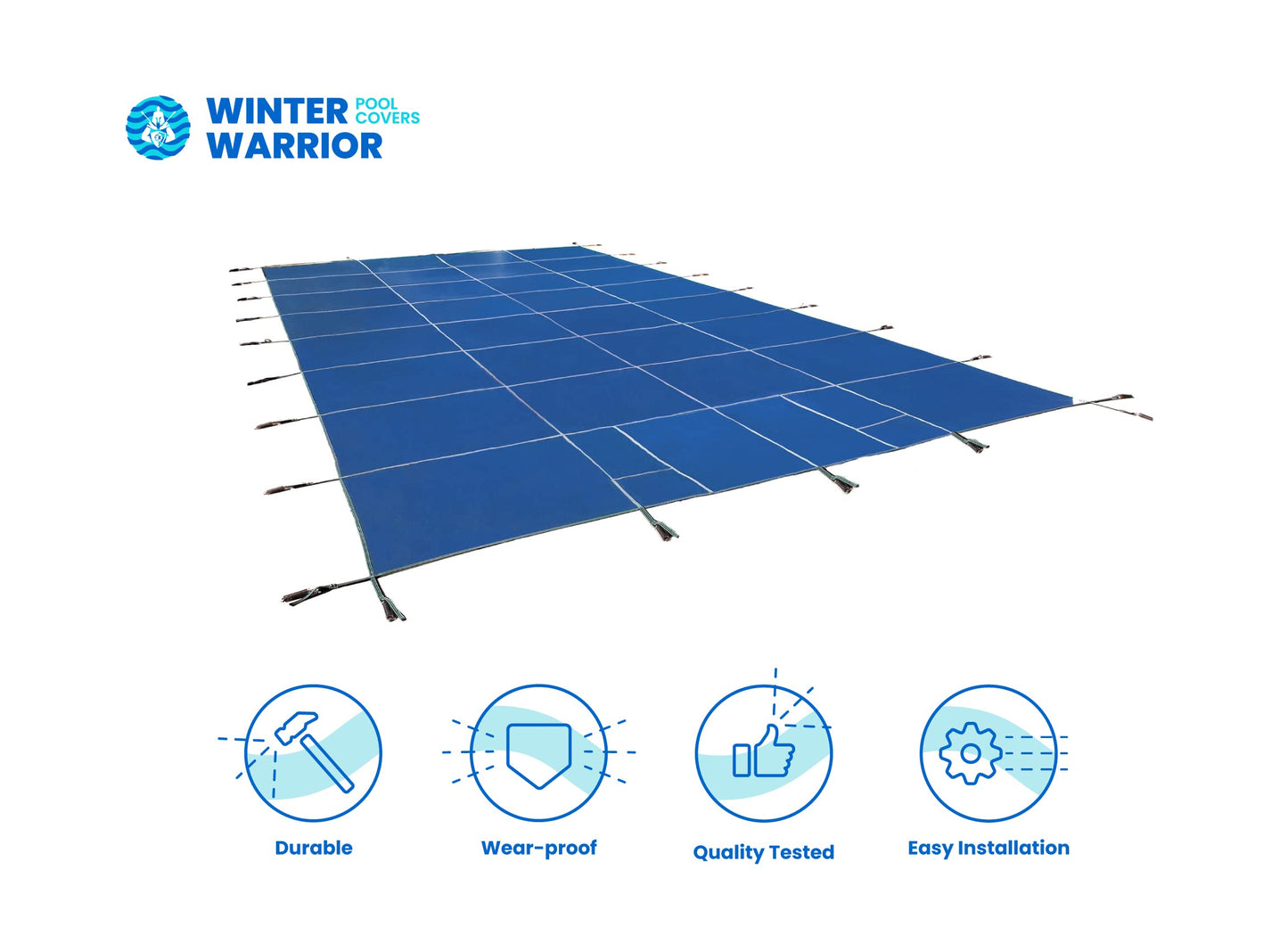 Winter Warrior Mesh Inground Safety Pool Cover - for 16'x32' Pool - Blue