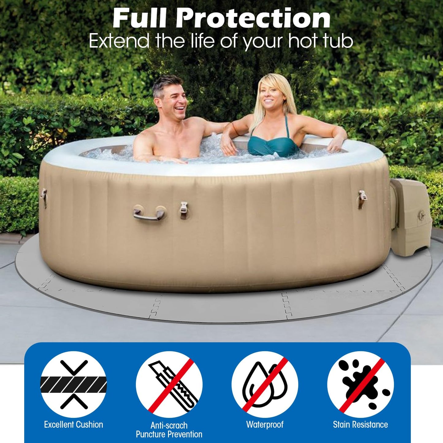 78 Inch Round Hot Tub Mat - Extra-thick Interlocking Hot Tub Protective Pad Spa Pool Foam Insulation Mat Ground Base Flooring Protector for Portable Inflatable Hot Tub Accessories Outdoor Indoor