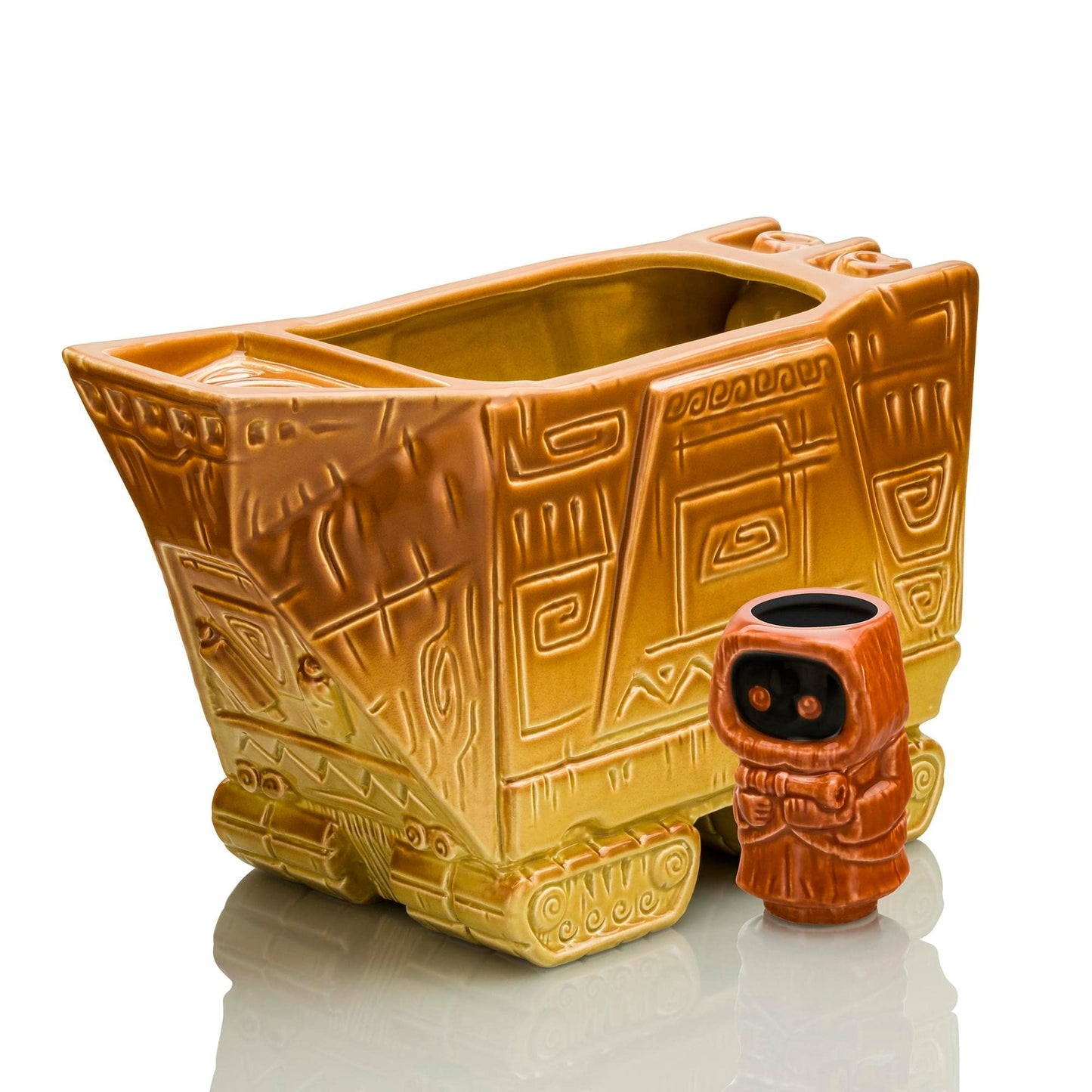 Geeki Tikis Star Wars Sandcrawler Punch Bowl Set With Jawa Mini Muglet | Cocktail Tumbler Shot Glasses and Party Snack Bowl