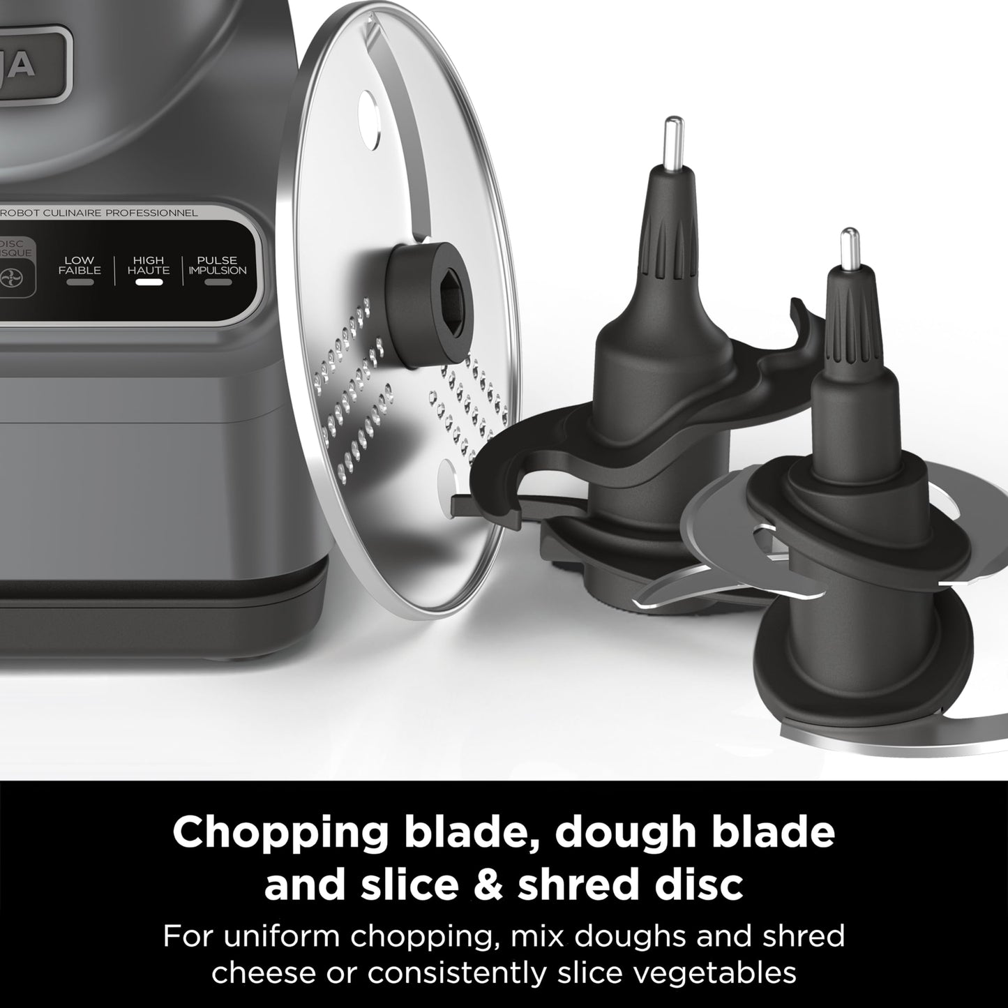 Ninja Food Processor, Professional Plus, 1000 Peak Watts, 4 Functions for Chopping, Slicing, Purees & Dough with 9-Cup Processor Bowl, 3 Blades, Food Chute & Pusher, Silver, BN601