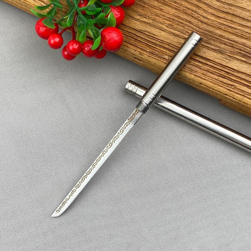 OSFRIAGE Multipurpose Outdoor Portable Fruit Knife with Sheath,Stainless Steel Mini Stick Knife，All Steel Stick Fruit Knife, Mini Slicing Knife(1pcs)