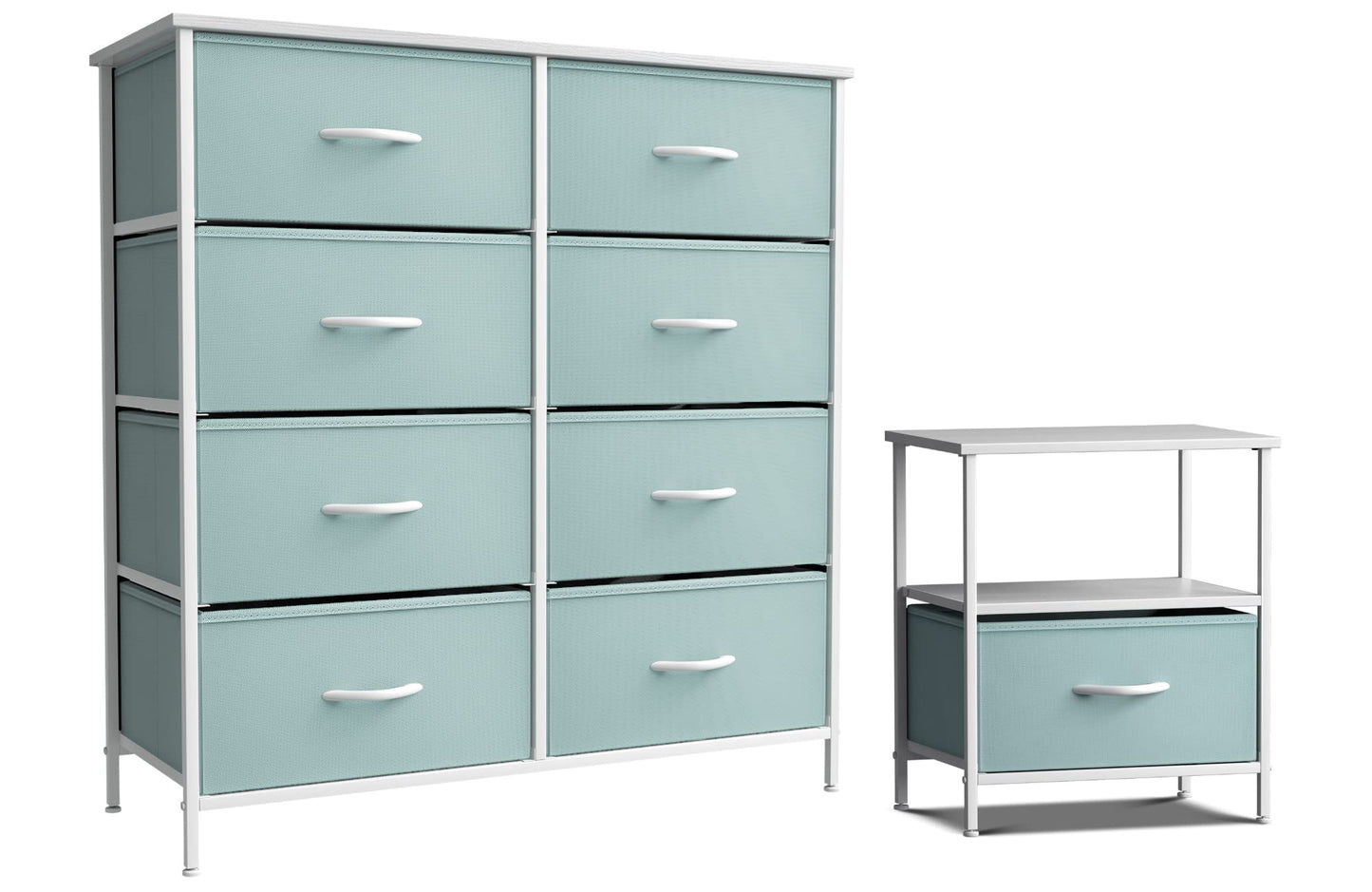 Sorbus Kids Dresser with 8 Drawers and 1 Drawer Nightstand Bundle - Matching Furniture Set - Storage Unit Organizer Chests for Clothing - Bedroom, Kids Rooms, Nursery, & Closet (Aqua)