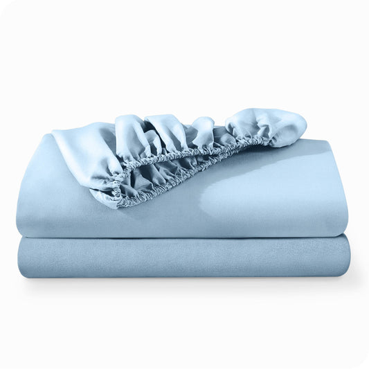 Bare Home 2-Pack Fitted Bottom Sheets Twin XL - Premium 1800 Ultra-Soft Wrinkle Resistant Microfiber - Deep Pocket (Twin XL, Light Blue)