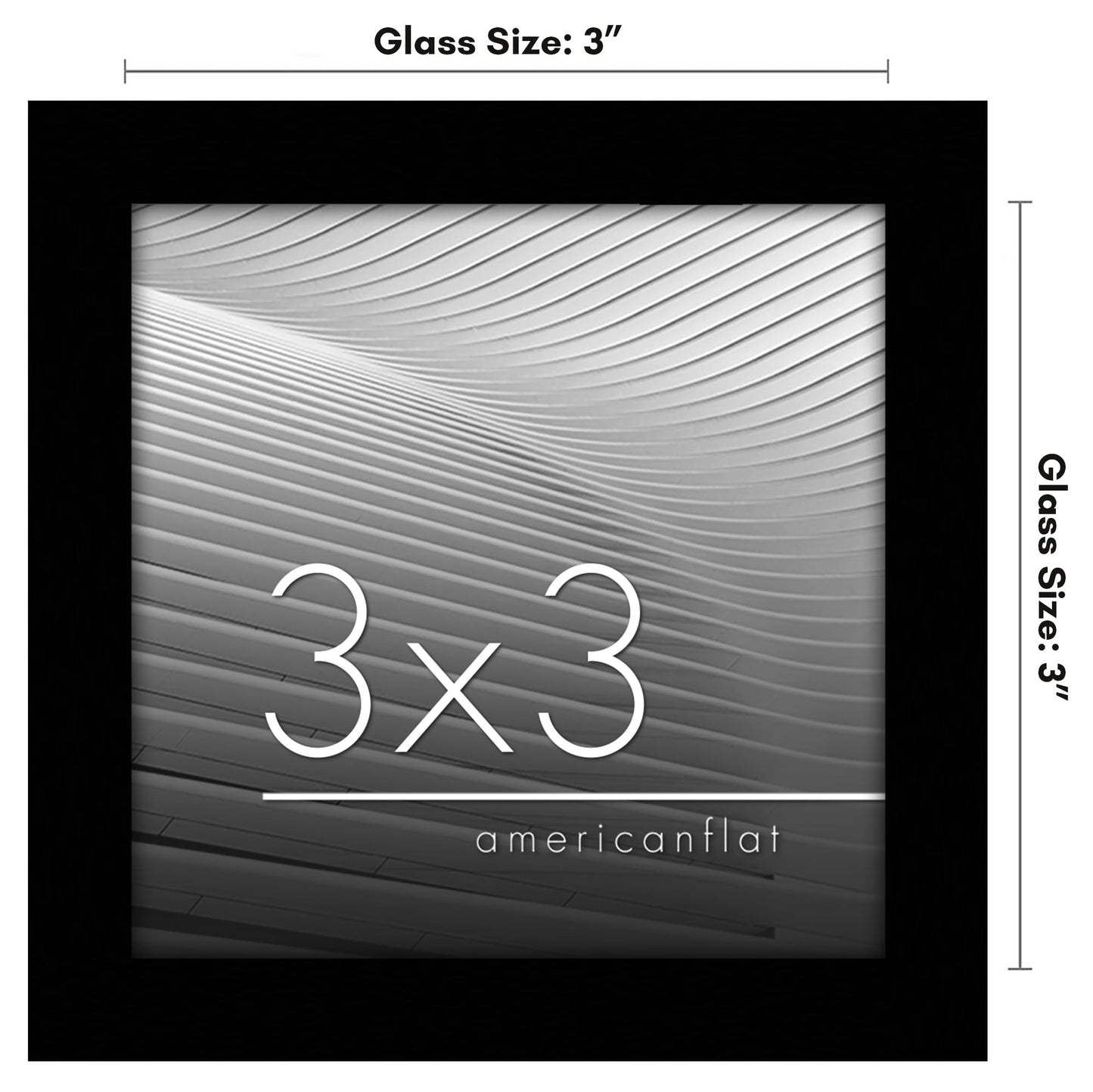 Americanflat 3x3 Picture Frame with Polished, Crystal-Clear Glass - Streamline Collection - Thin Border Photo Frame for Wall and Tabletop Display - Hanging Hardware and Easel Back Included - Black