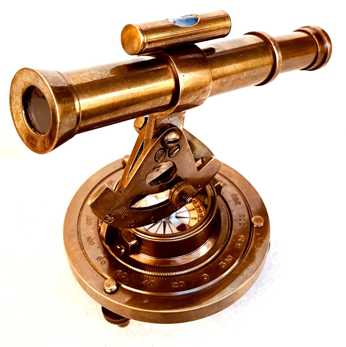 Brass Alidade Decorative Telescope 4" with Base Compass Gifts (4 Inch)