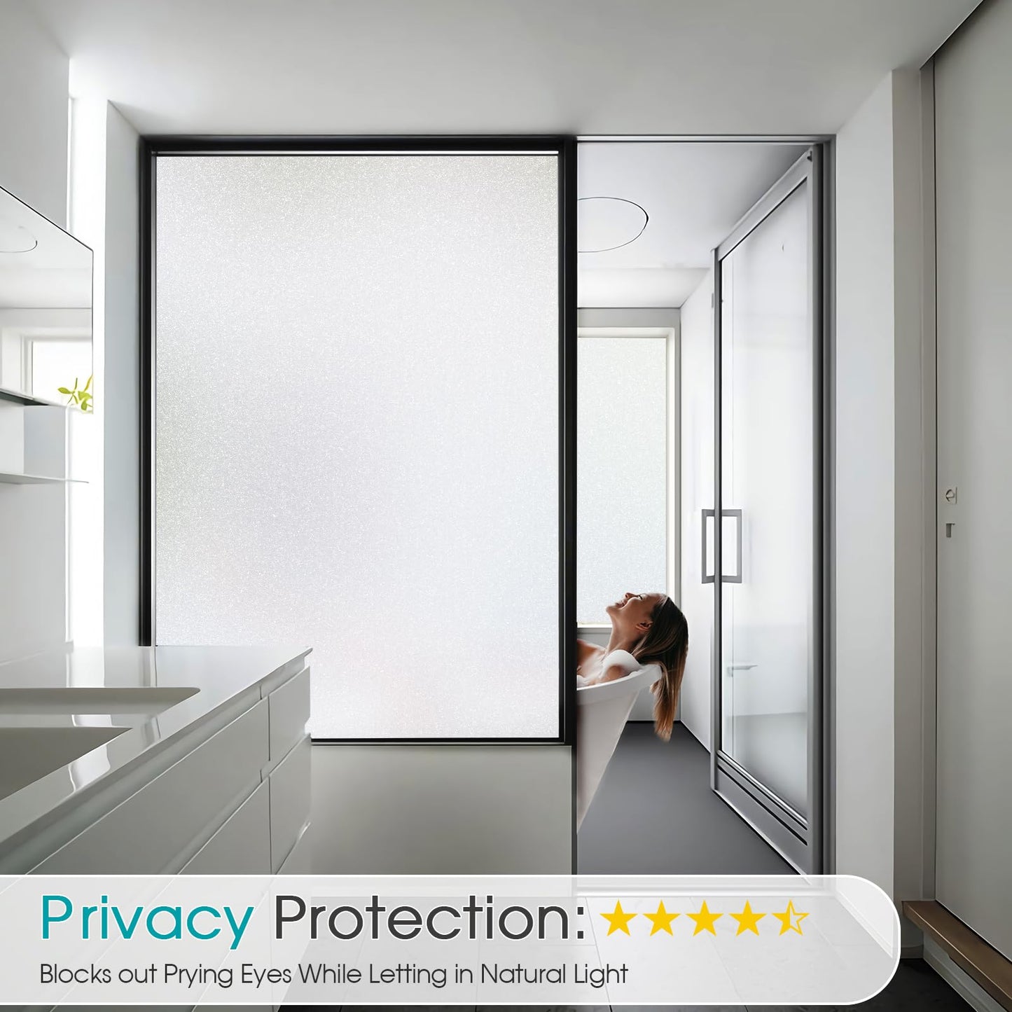 Coavas Window Film Privacy Frosted Glass Static Clings UV Sun Blocking Heat Control Window Tint Day and Night Home Bathroom Door Decorative Frosting Cover (17.5 x 78.7 Inch,Pure)