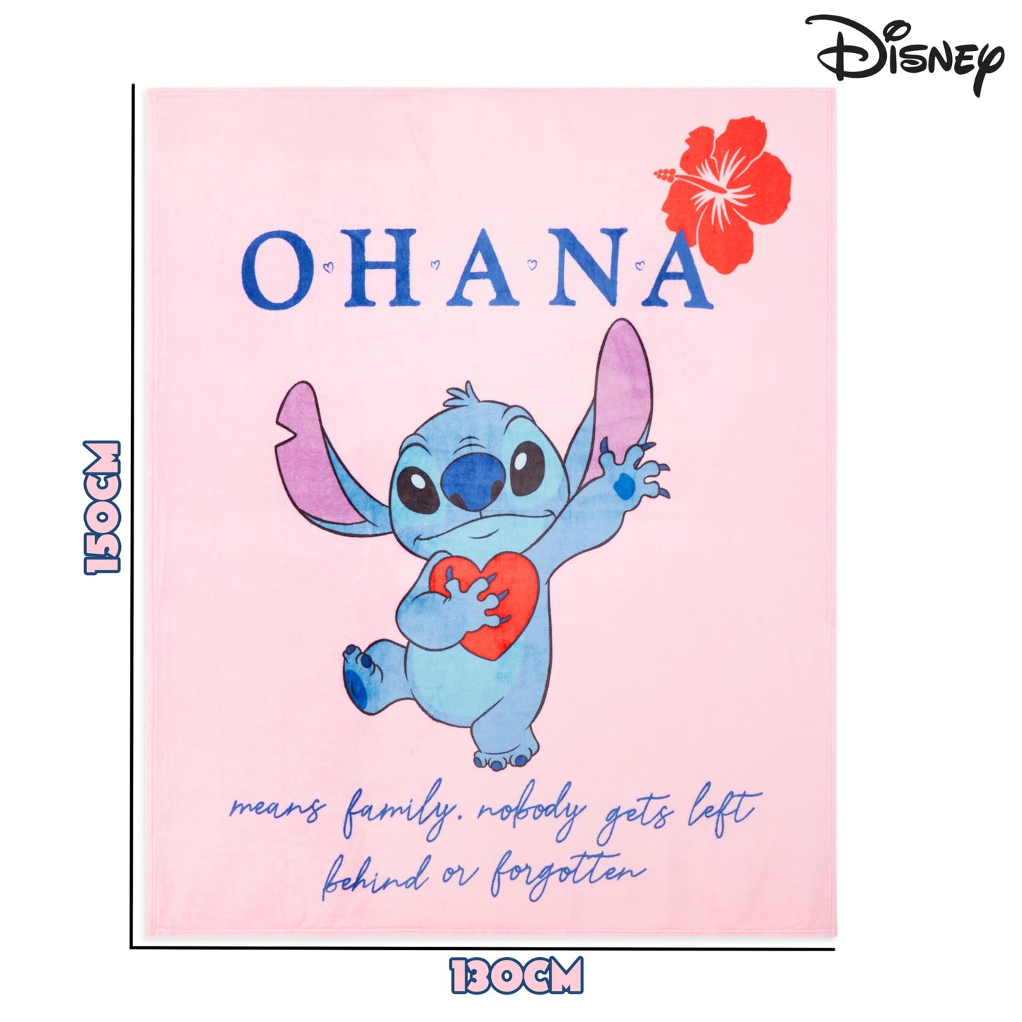 Disney Stitch Fleece Throw Blanket, 59.1” x 51.2” Cozy Bedroom Decor (Pink Stitch)