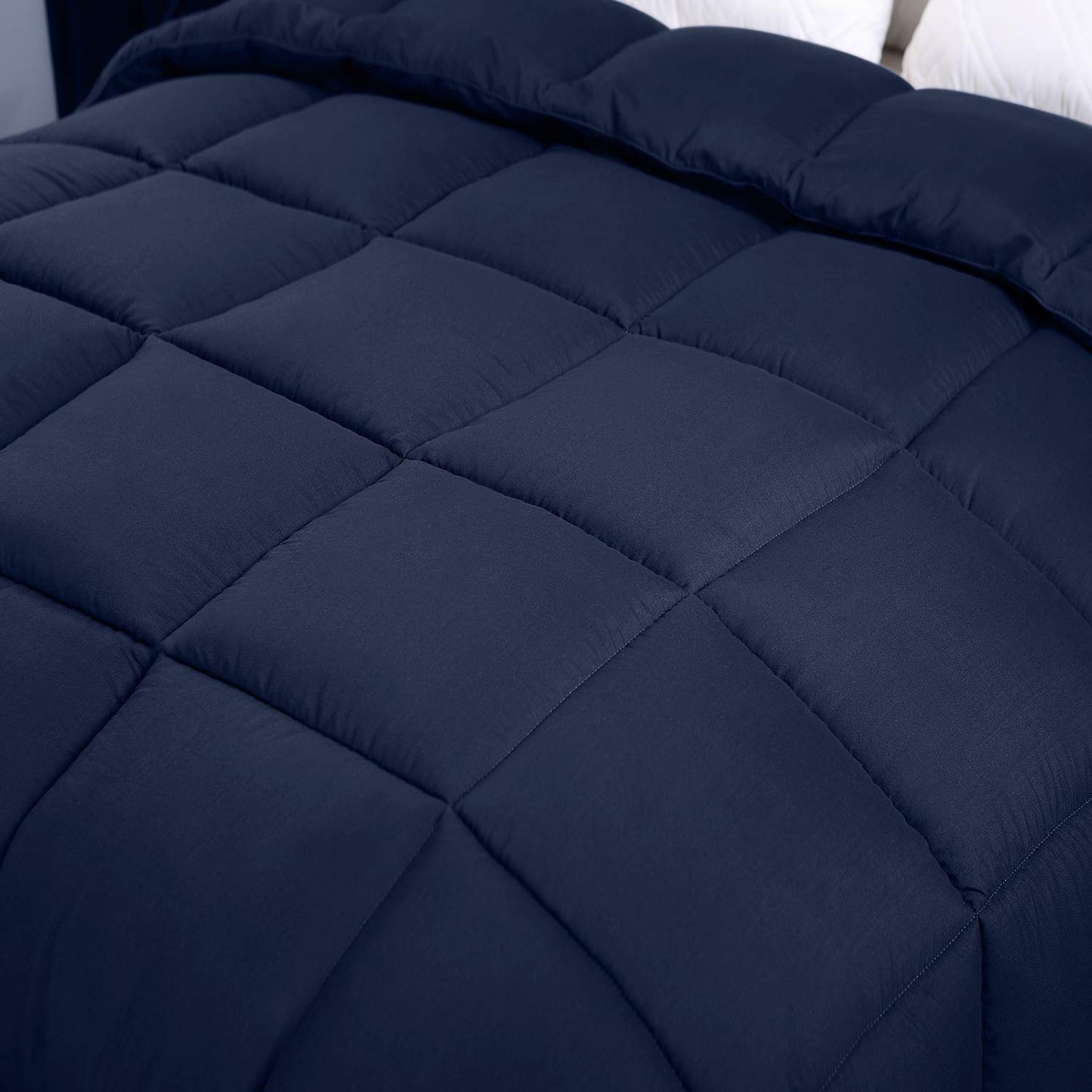 Utopia Bedding Comforters King Size, All Season Duvet Insert, Down Alternative Box Stitched Bed Comforter with Corner Tabs, Machine Washable (Navy)