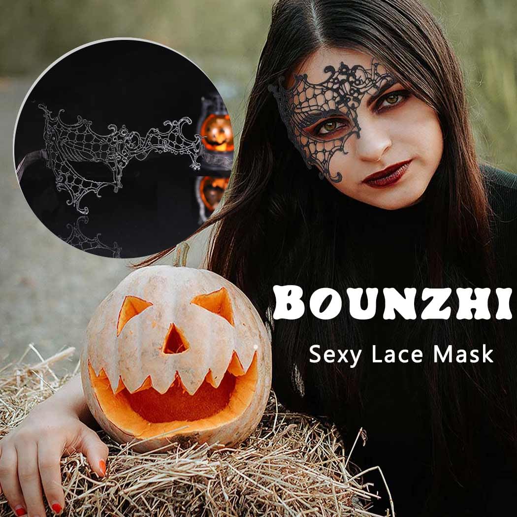 Bounzhi Sexy Masquerade Mask Venetian Lace Mask Fashion Party Eyemask Halloween Mask Ball Costume Accessory for Women (A)