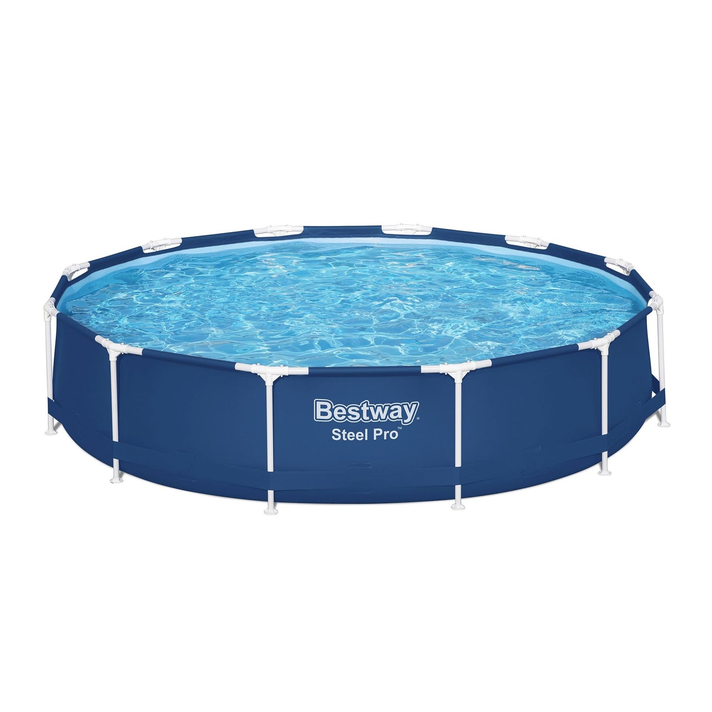 Bestway Steel Pro 12 feet x 30 inches Round Above Ground 1,710 Gallon Pool Set with DuraPlus Liner, 530 Gallon Pool Filter, and Repair Patch